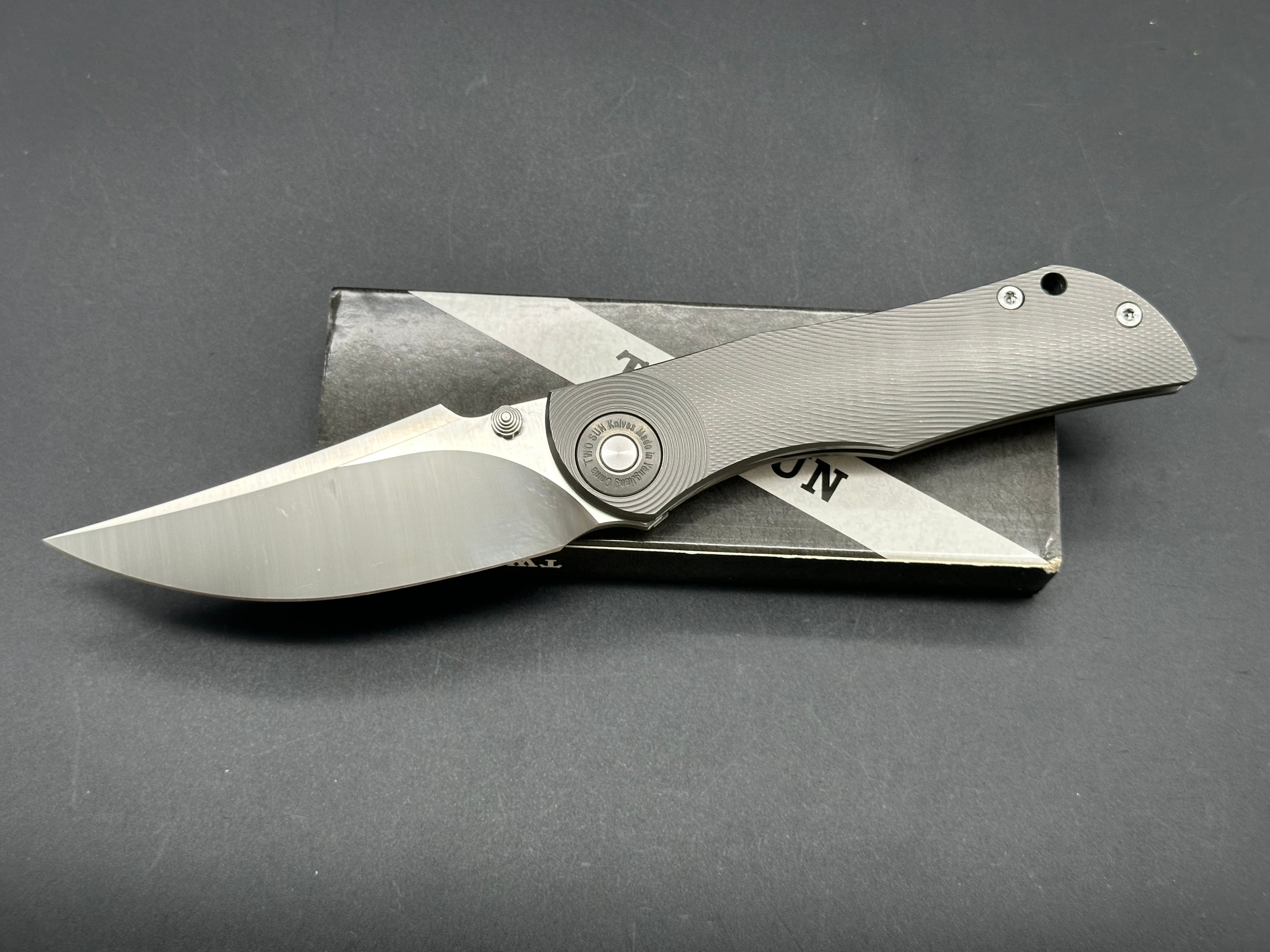 TWOSUN TS269-M390 GRAY TITANIUM HANDLE M390 PLAIN EDGE