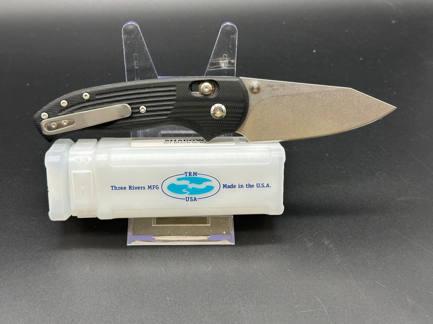 TRM (Three Rivers Manufacturing) Shadow black G10 w/20CV blade