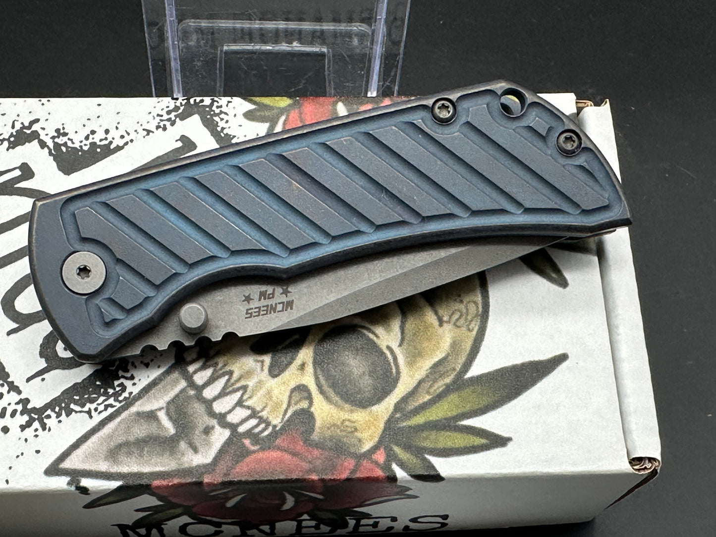 McNees PM Mac 2 3.5" MagnaCut Blade, Atomic Blue/Bronze Fastback Titanium Handle