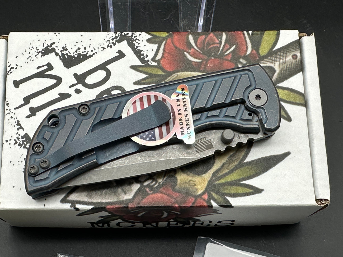 McNees PM Mac 2 3.5" MagnaCut Blade, Atomic Blue/Bronze Fastback Titanium Handle