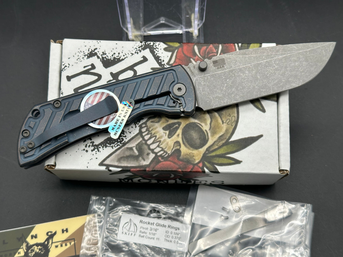 McNees PM Mac 2 3.5" MagnaCut Blade, Atomic Blue/Bronze Fastback Titanium Handle