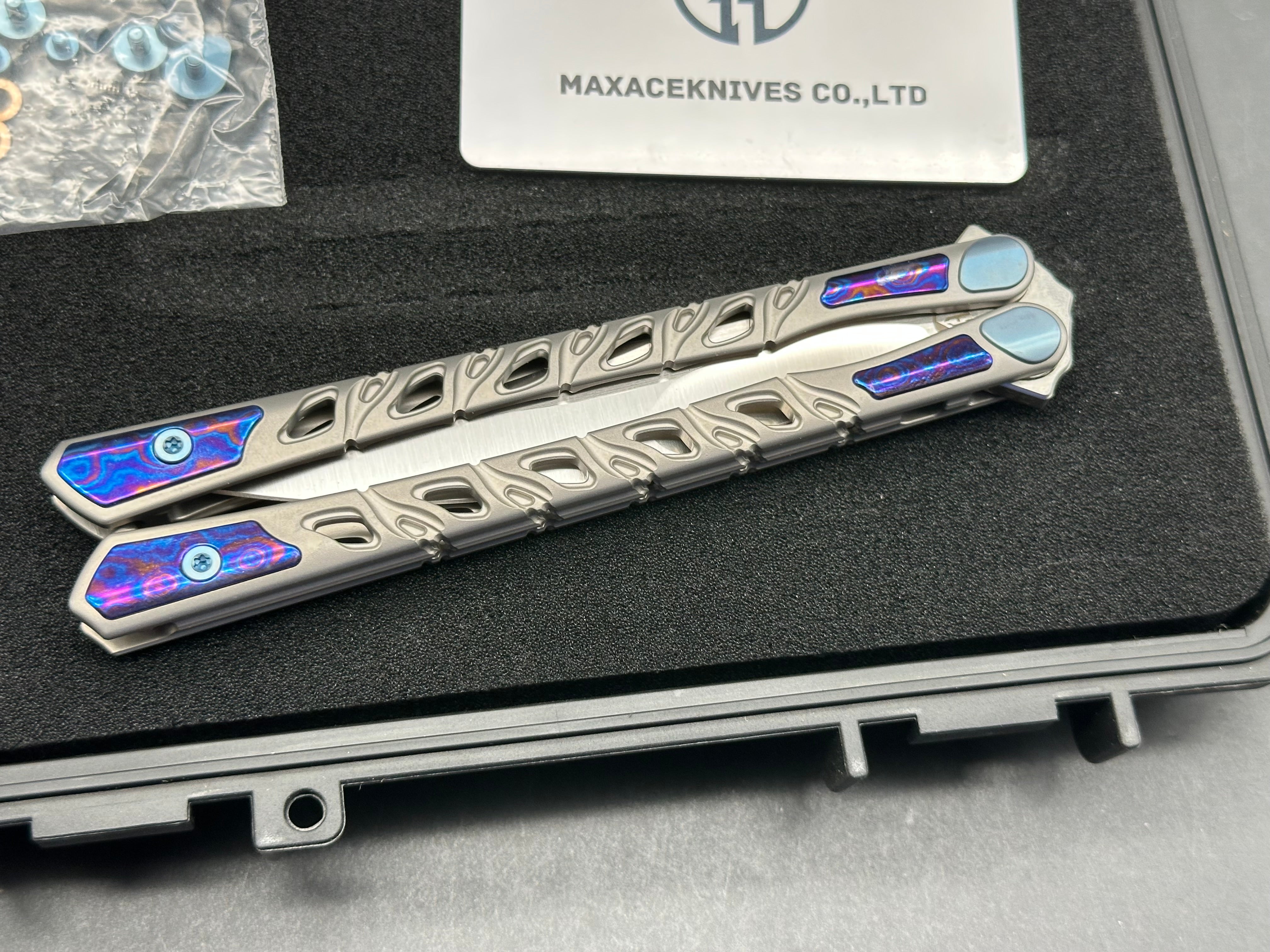 Maxace Skeleton II Balisong M390 Steel Blade Titanium Handles