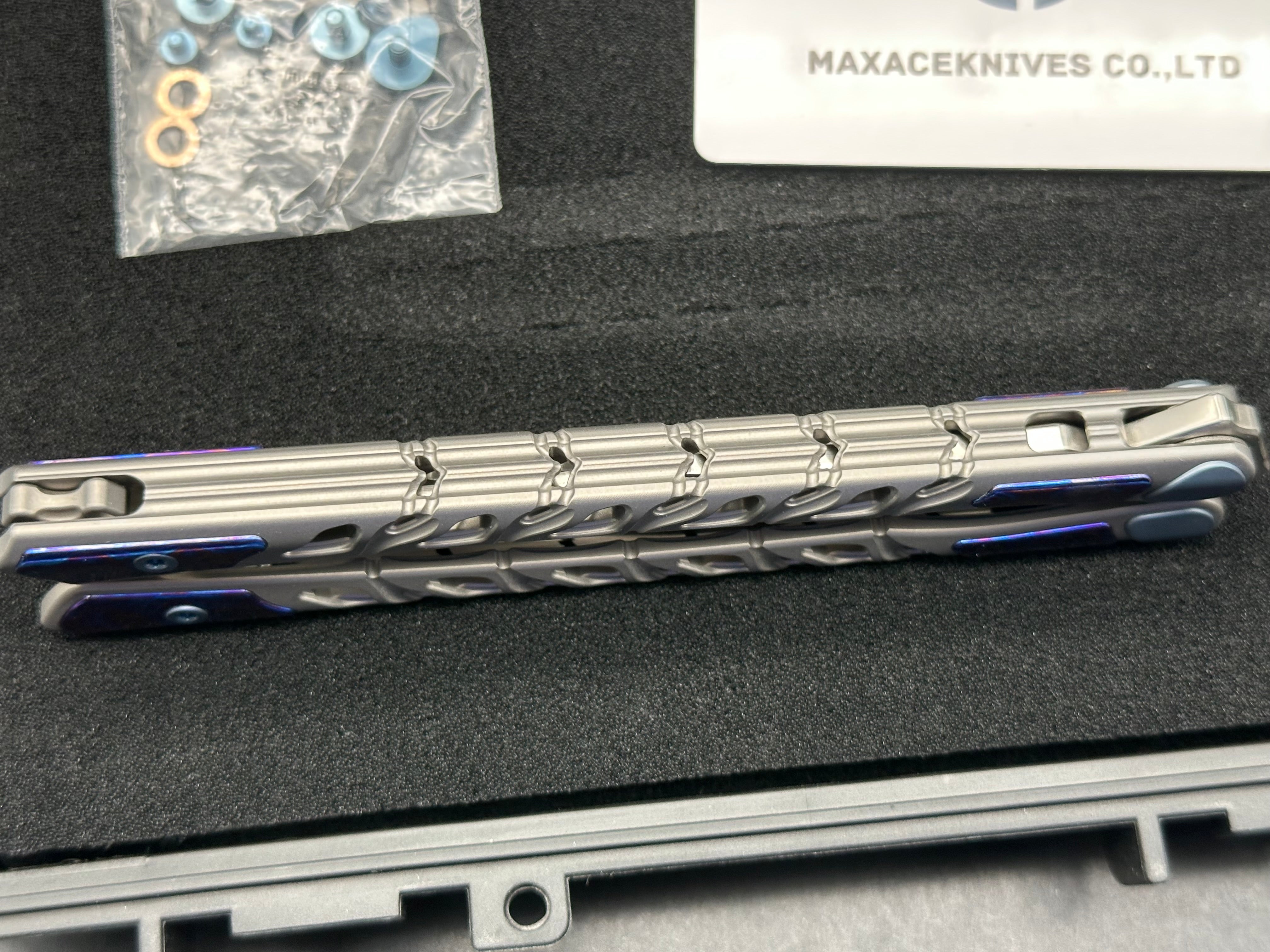 Maxace Skeleton II Balisong M390 Steel Blade Titanium Handles