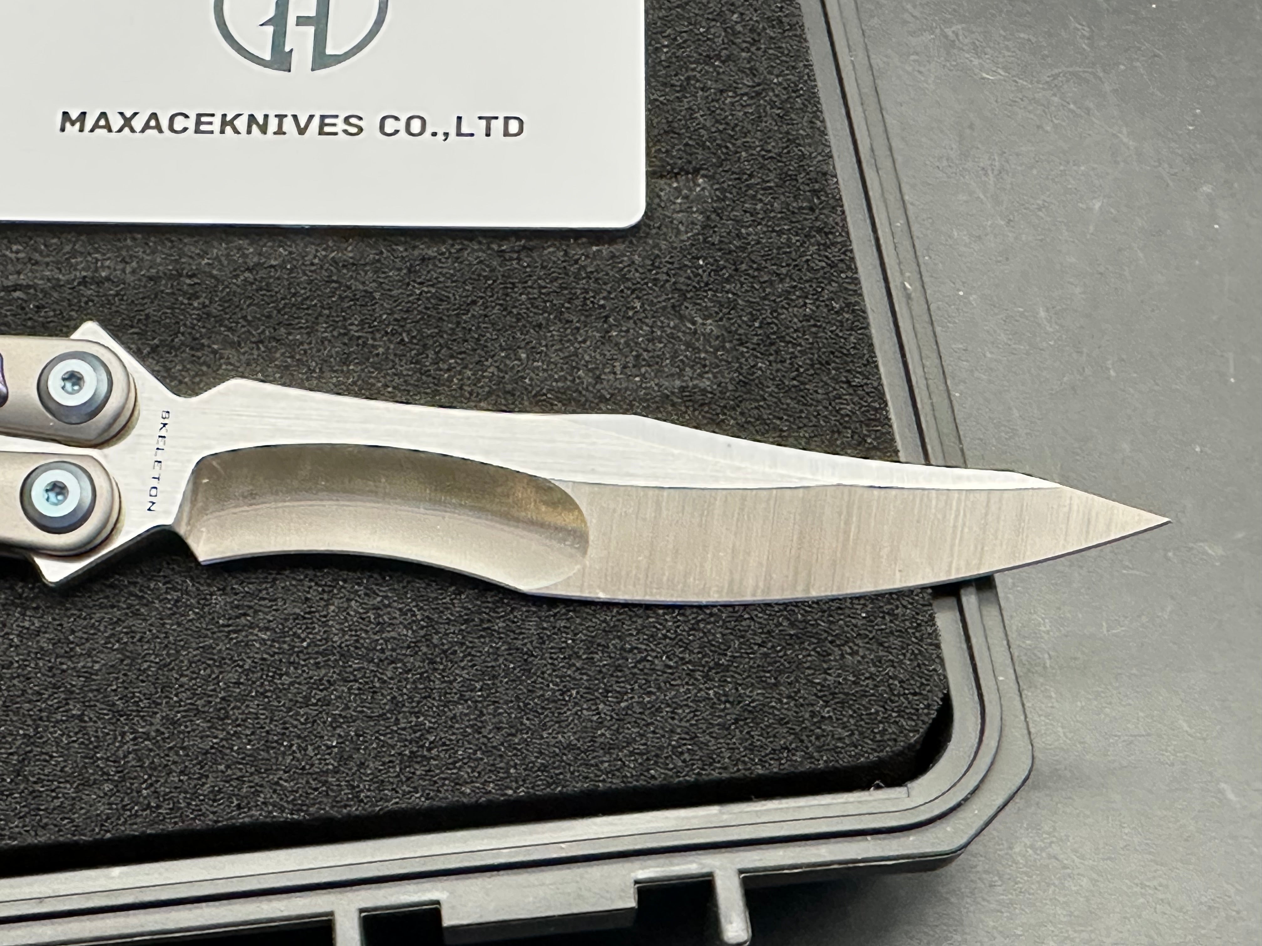Maxace Skeleton II Balisong M390 Steel Blade Titanium Handles