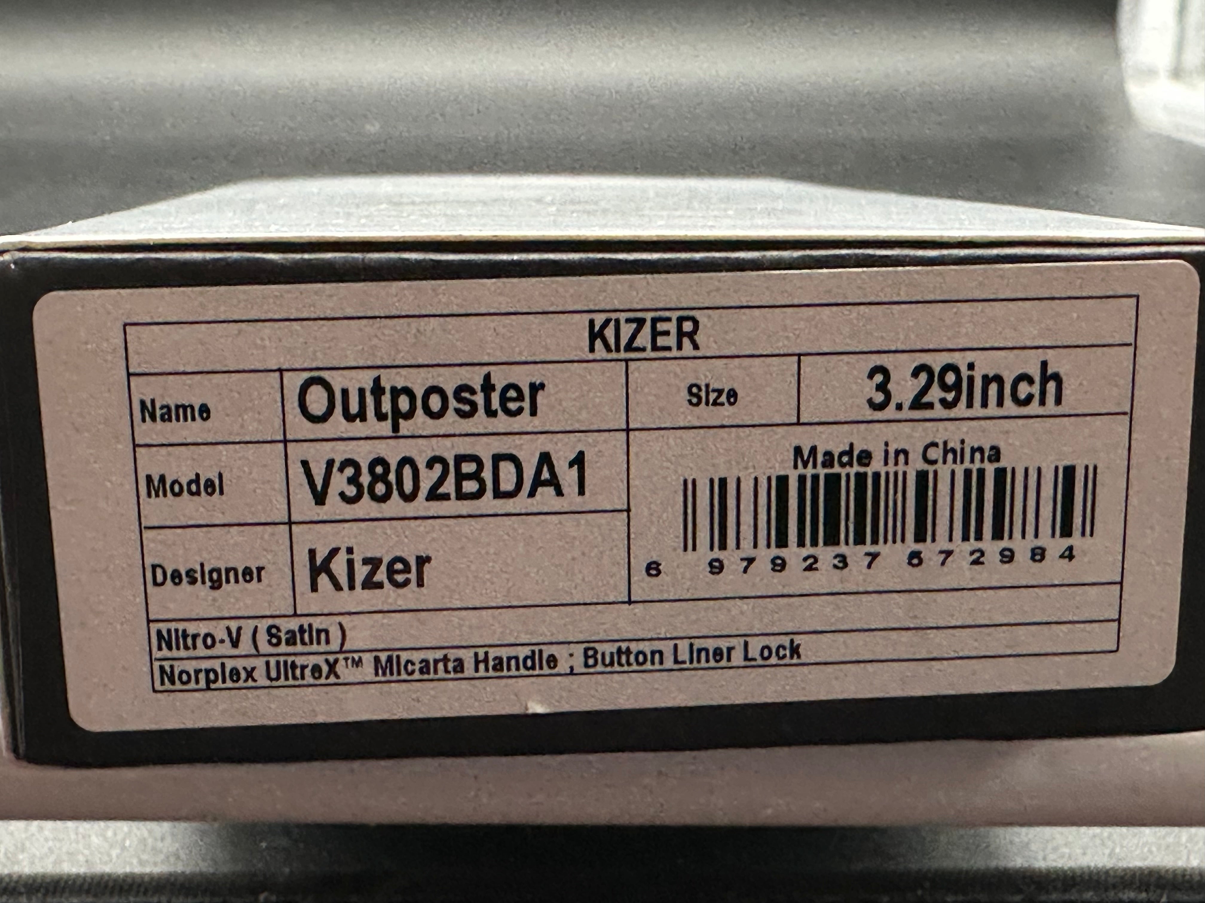 KIZER OUTPOSTER BROWN MICARTA HANDLE NITRO-V DROP POINT PLAIN EDGE