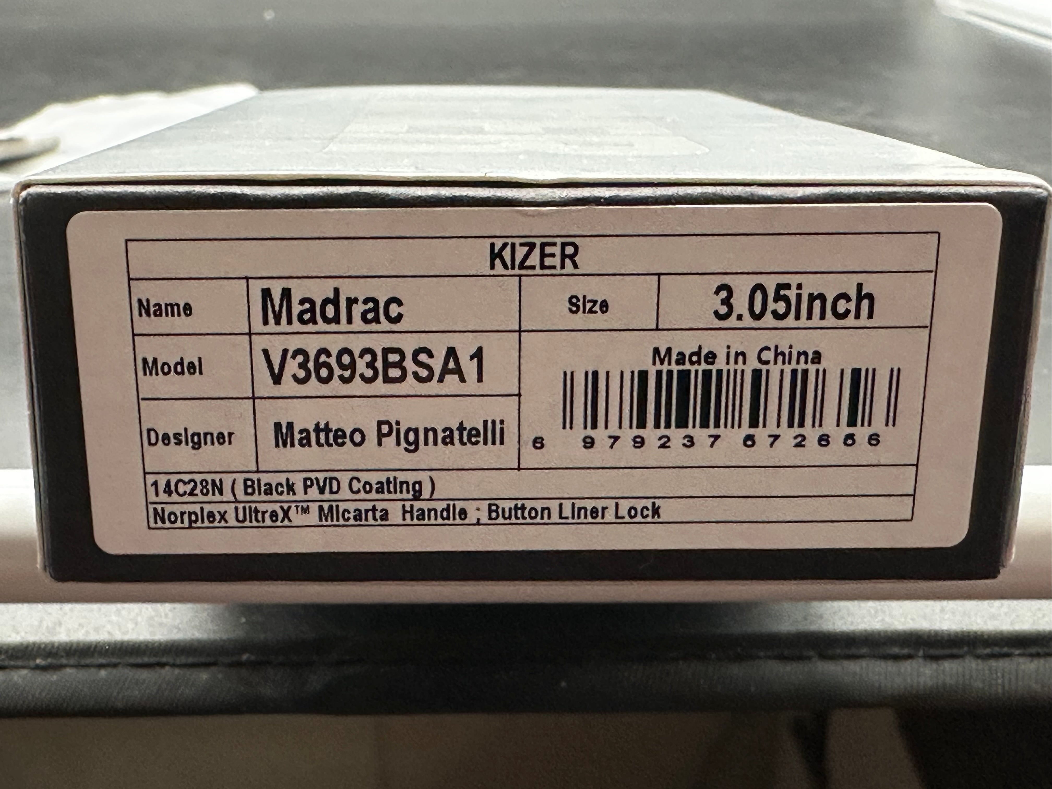 KIZER MADRAC BROWN HANDLE 14C28N SHEEPSFOOT PLAIN EDGE BLACK PVD FINSH