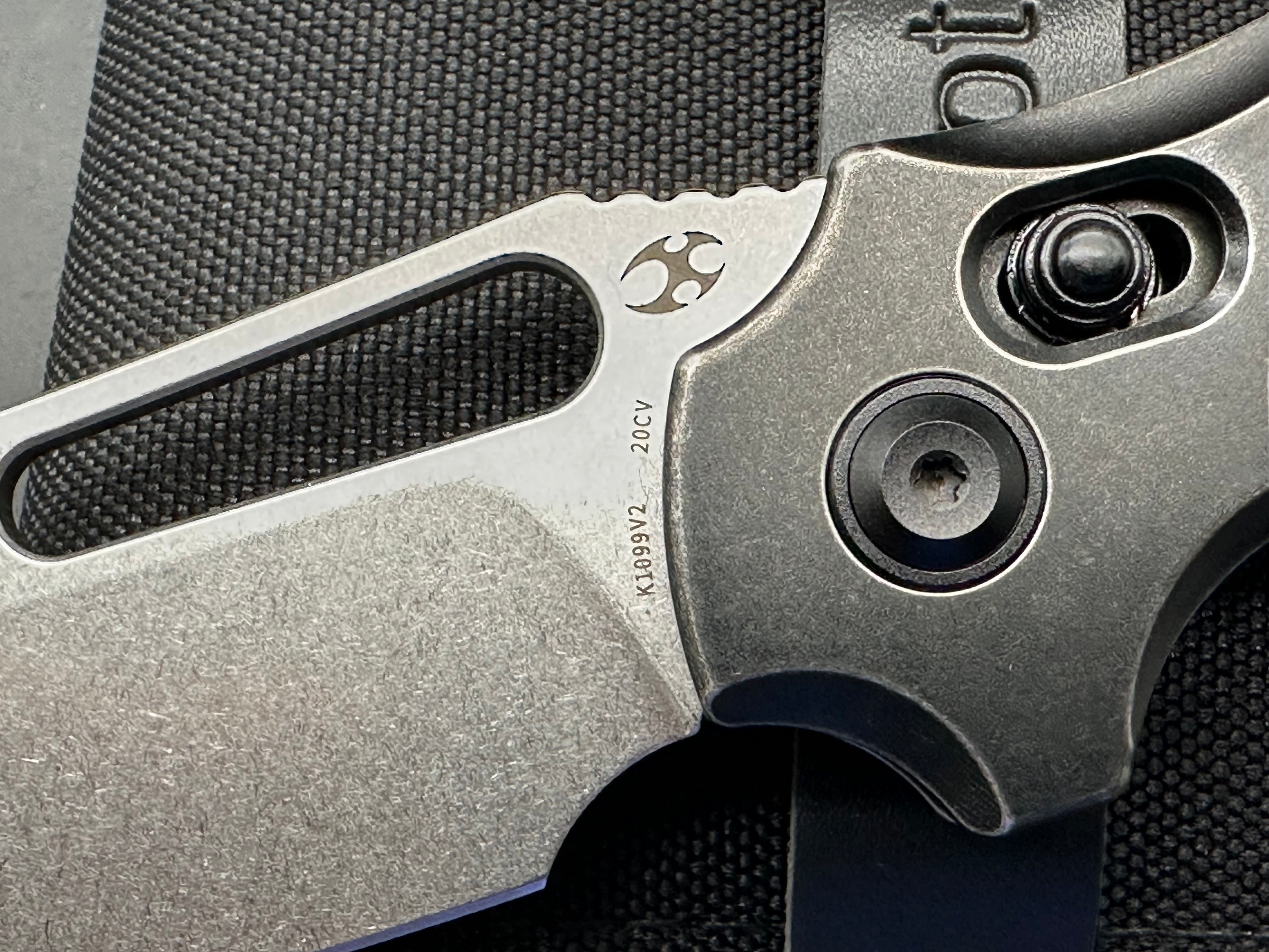 KANSPET QUASAR BLACKWASH TITANIUM/TWILL CARBON FIBER HANDLE 20CV BLADE