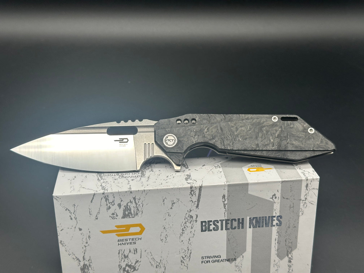 BESTECH SHODAN FOLDER KNIFE CARBON FIBER FRONT & TITANIUM BACK HANDLE