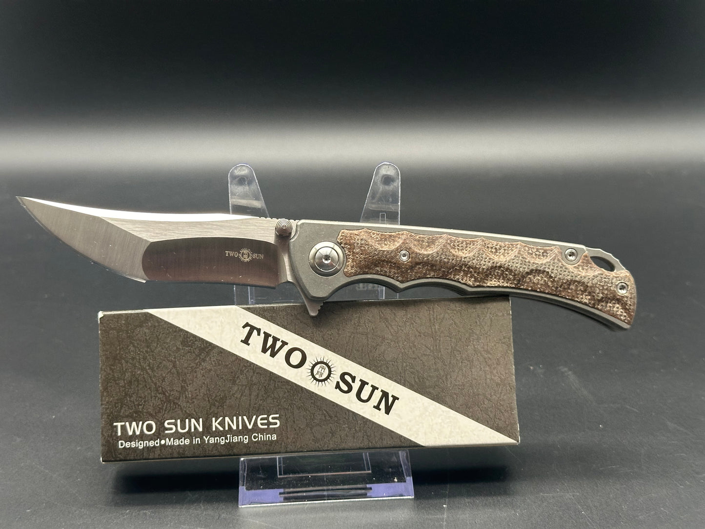 TWOSUN TS336 BROWN MICARTA/TITANIUM HANDLE 14C28N