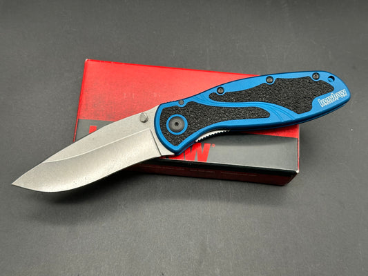 KERSHAW K.O. BLUR KNIFE NAVY BLUE HANDLE