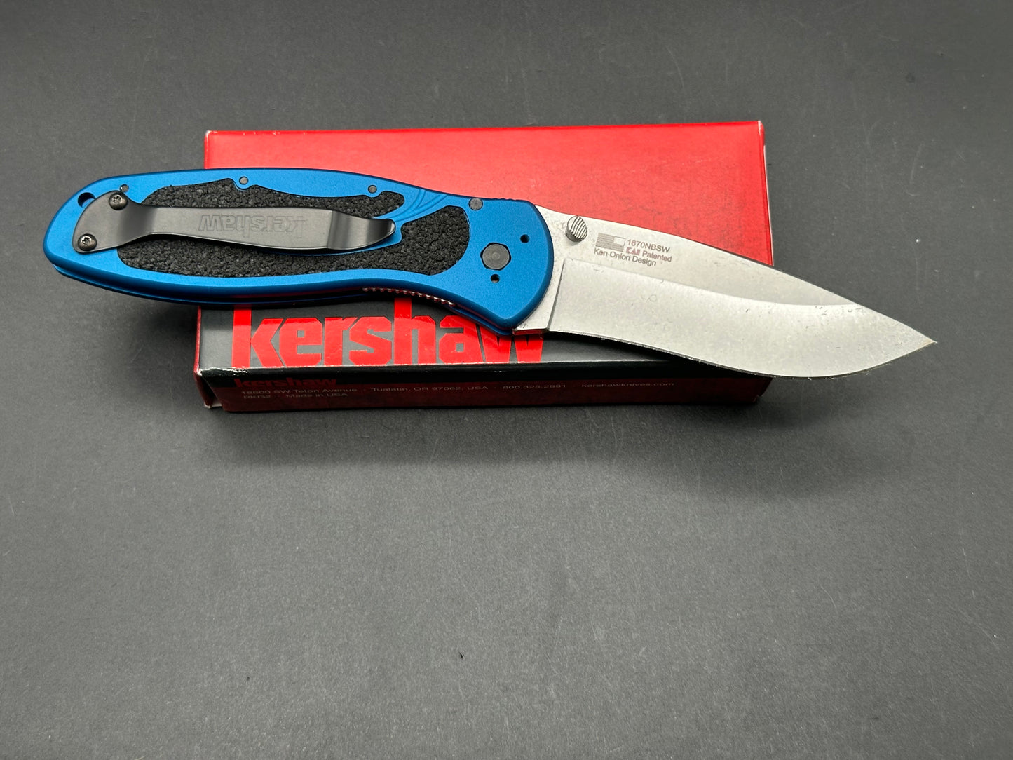 KERSHAW K.O. BLUR KNIFE NAVY BLUE HANDLE