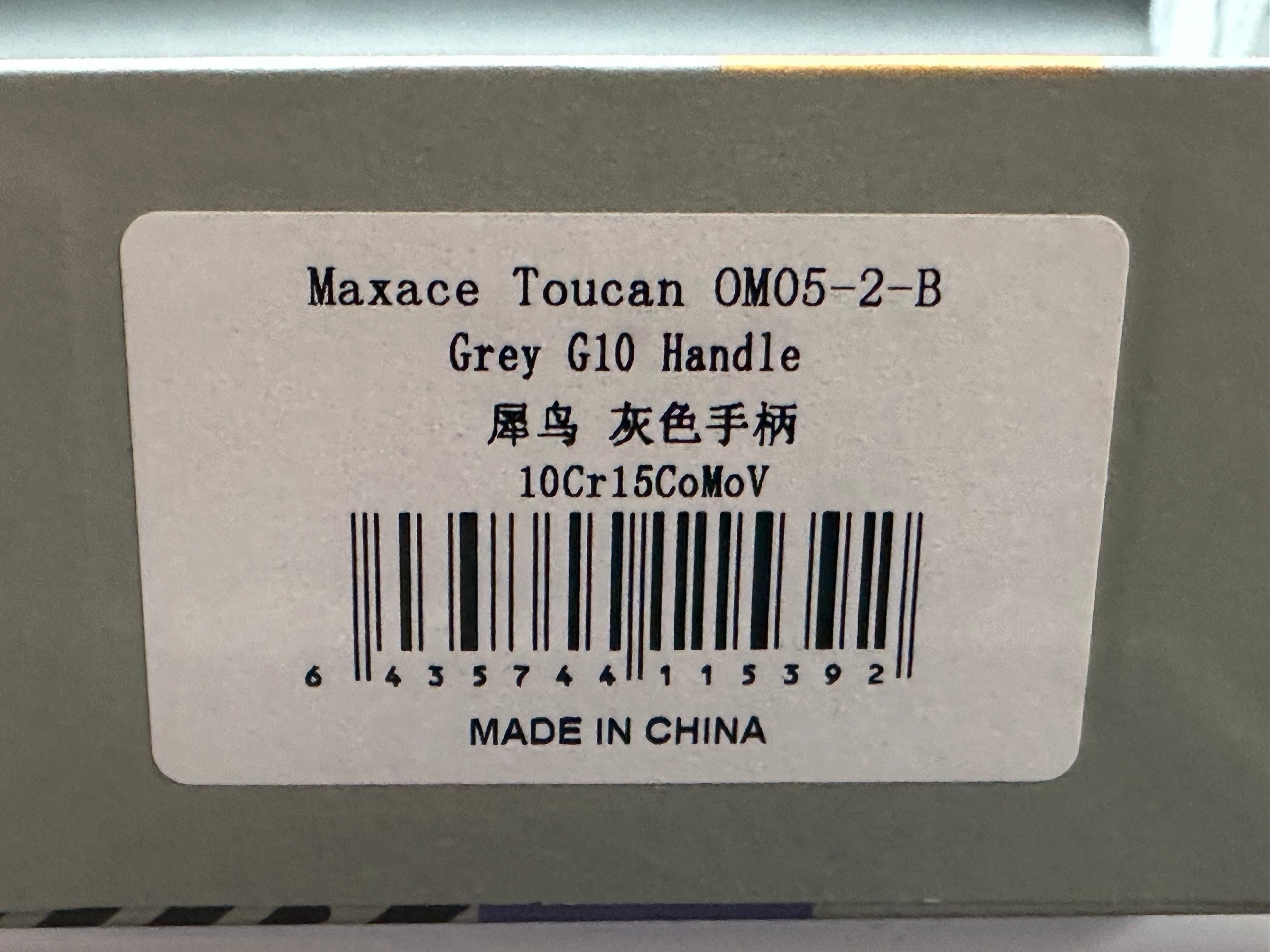 Maxace Toucan grey G10 and 10CR15COMOV blue aluminum spacer