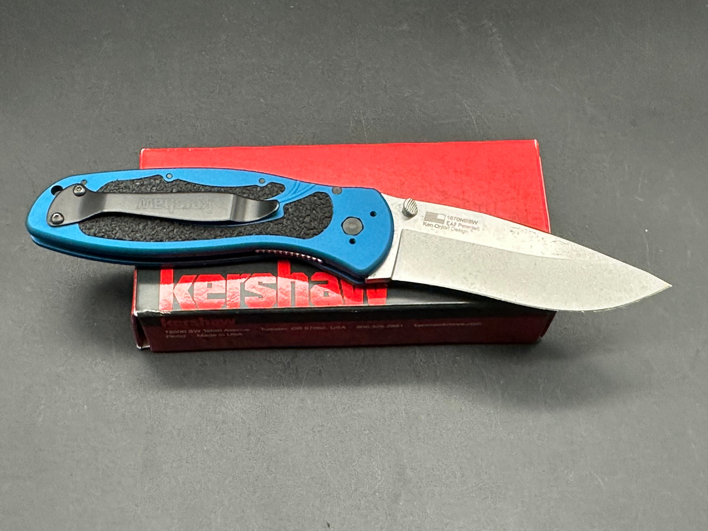 KERSHAW K.O. BLUR KNIFE NAVY BLUE HANDLE