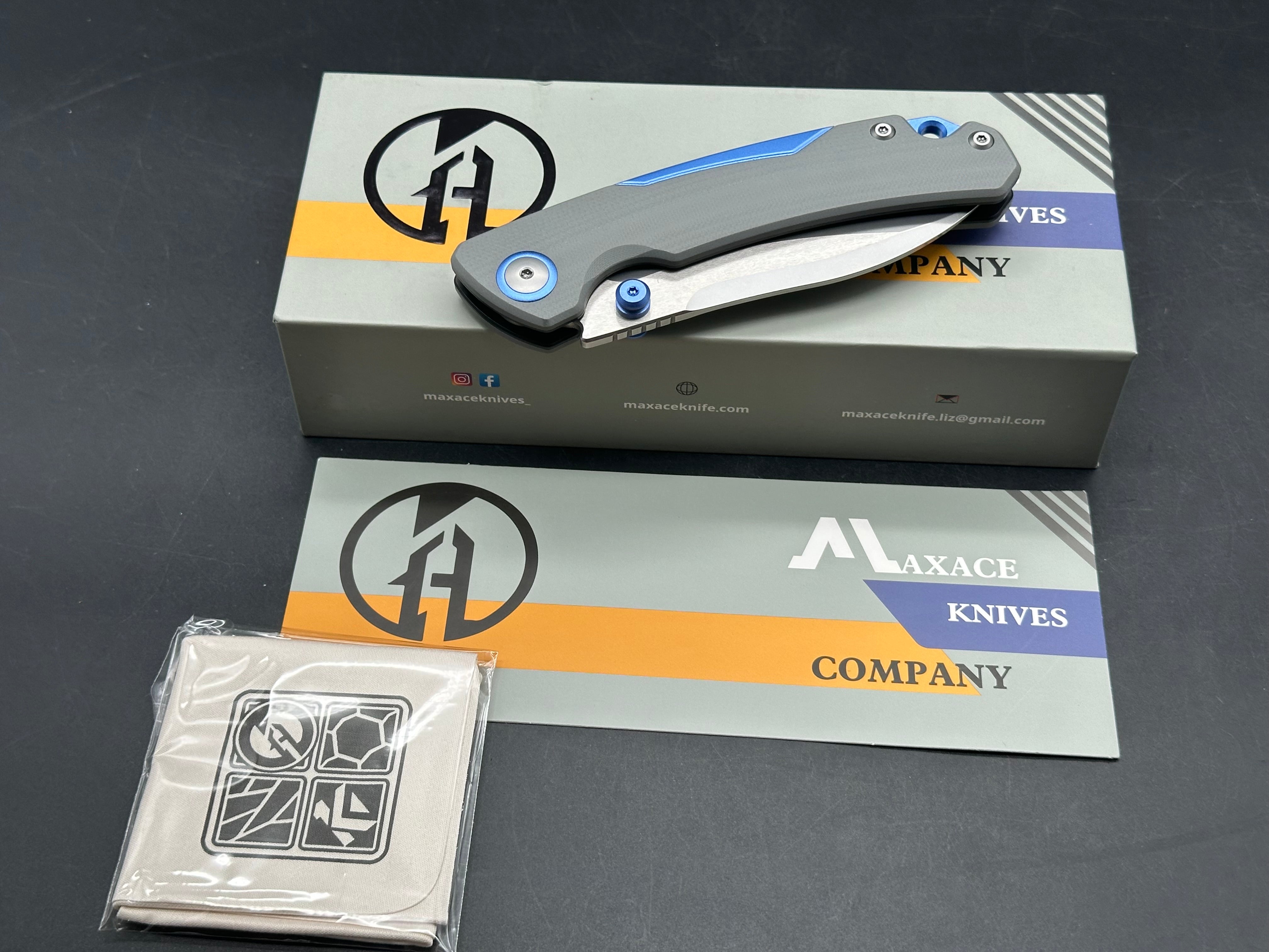Maxace Toucan grey G10 and 10CR15COMOV blue aluminum spacer