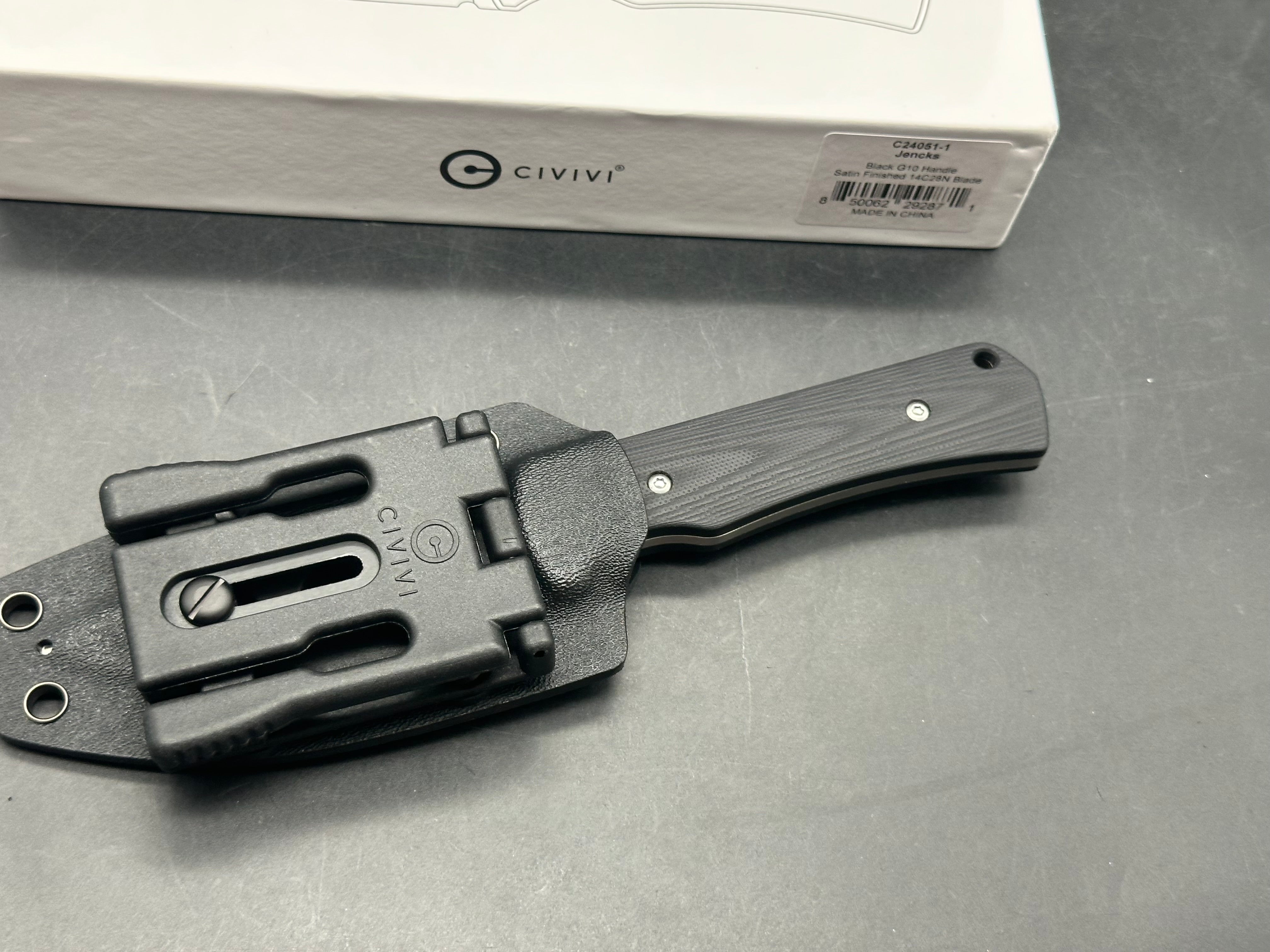 CIVIVI JENCKS FIXED BLADE KNIFE BLACK G10 HANDLE 14C28N PLAIN EDGE