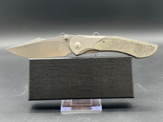 KIZER MYSTIC PAUL MUNKO POCKET KNIFE TITANIUM & MICARTA HANDLE REX45 STEEL