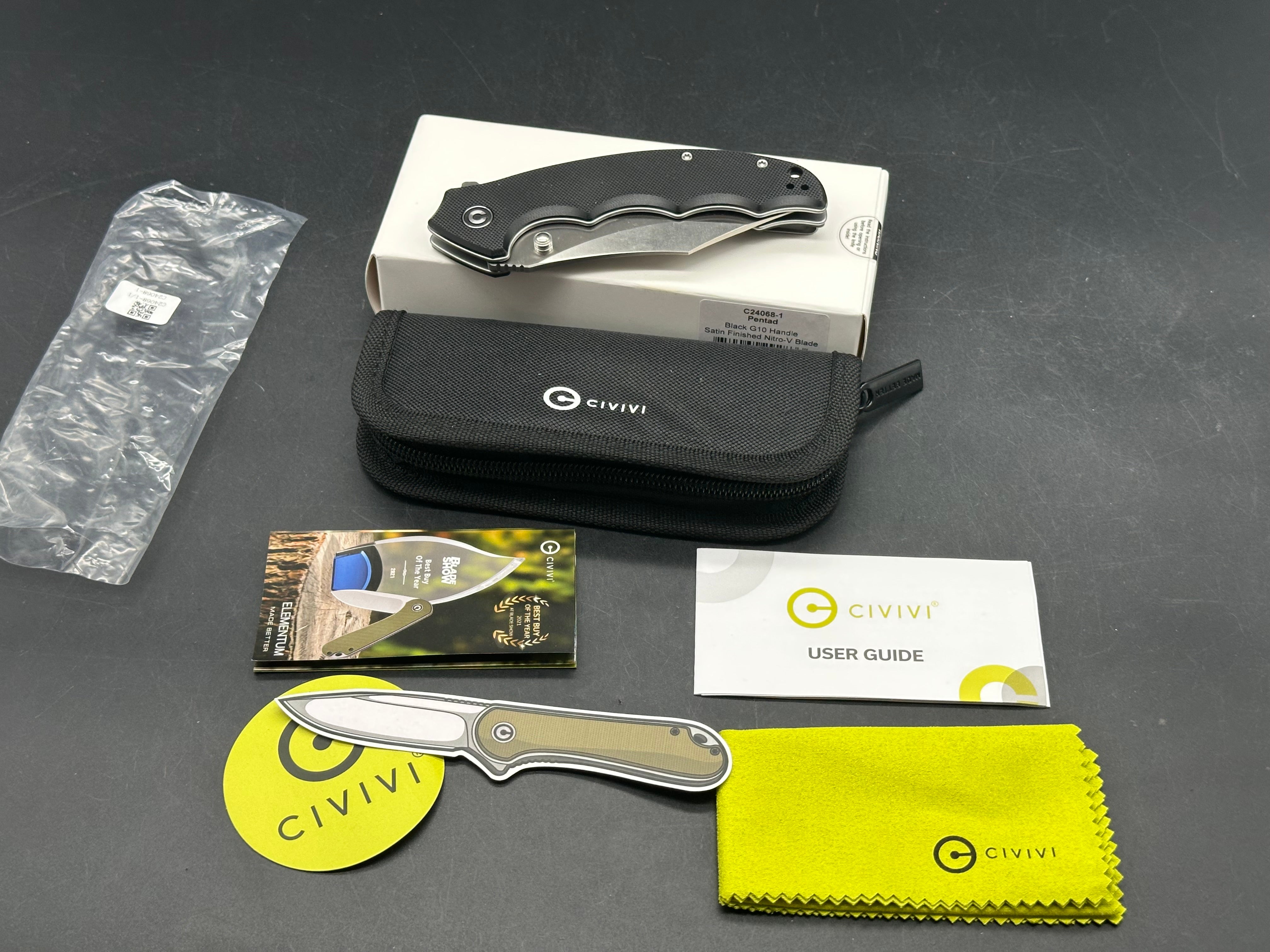CIVIVI PENTAD FOLDING KNIFE BLACK G10 HANDLE NITRO-V PLAIN EDGE