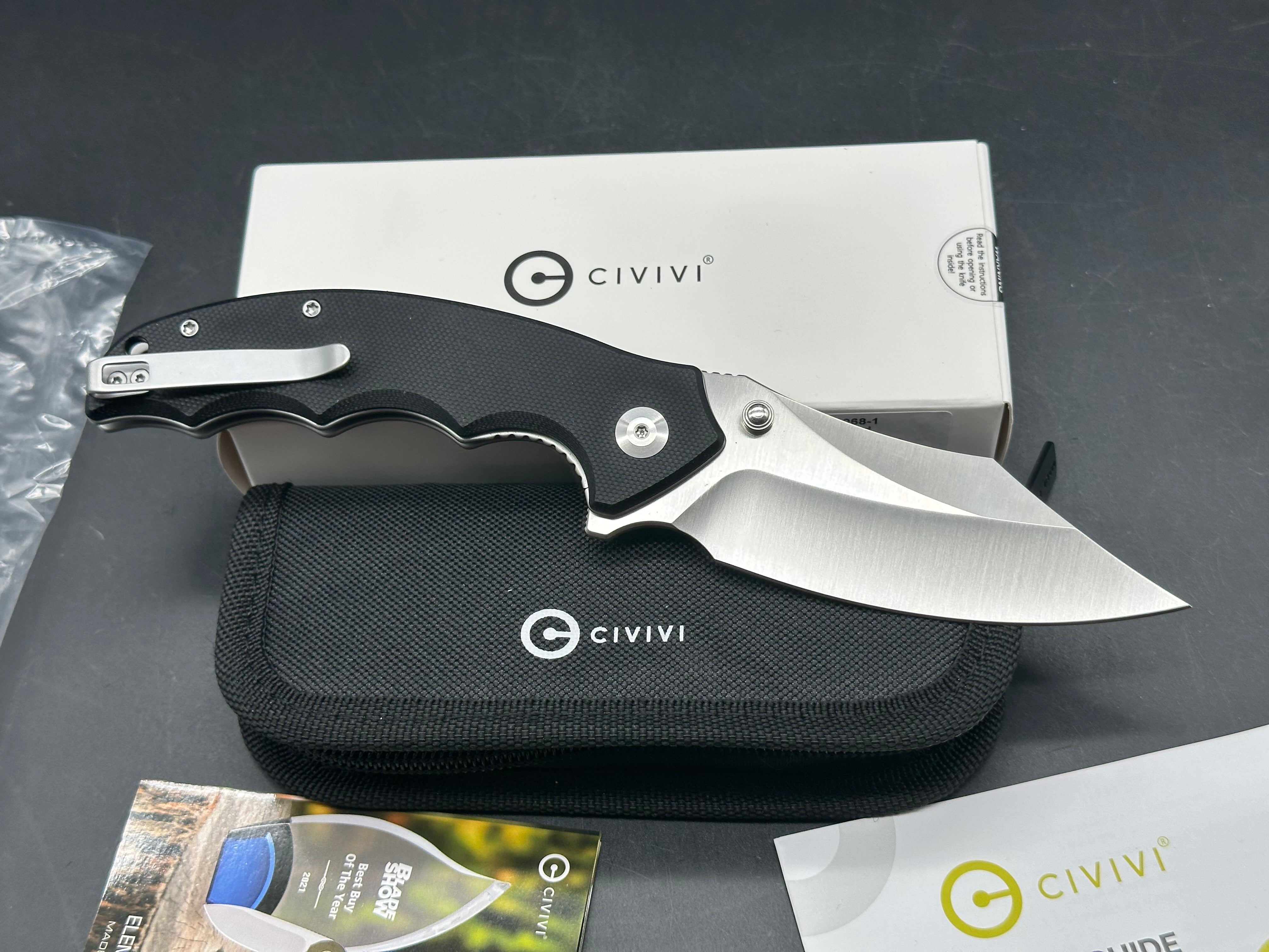 CIVIVI PENTAD FOLDING KNIFE BLACK G10 HANDLE NITRO-V PLAIN EDGE