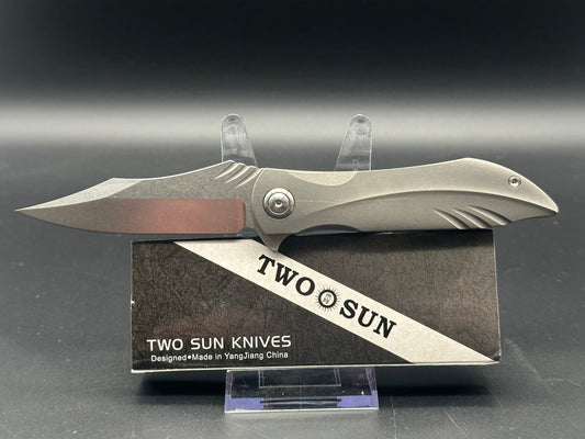 TwoSun TS363 Rihe design titanium handle w/D2 Stonewash blade