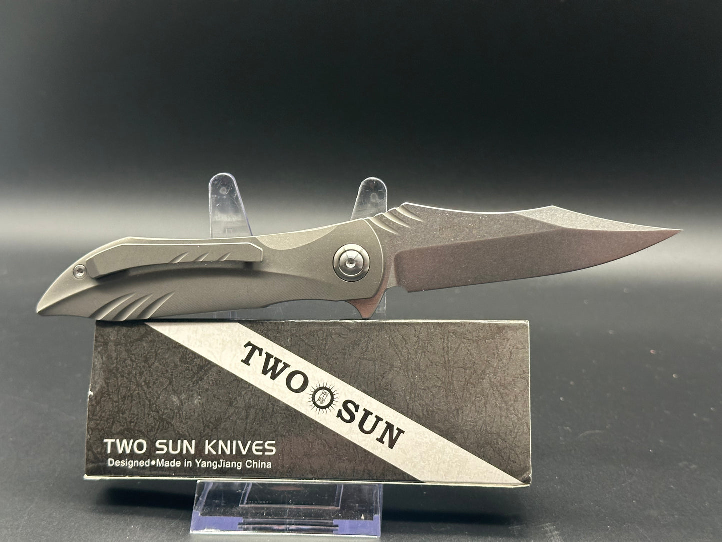 TwoSun TS363 Rihe design titanium handle w/D2 Stonewash blade