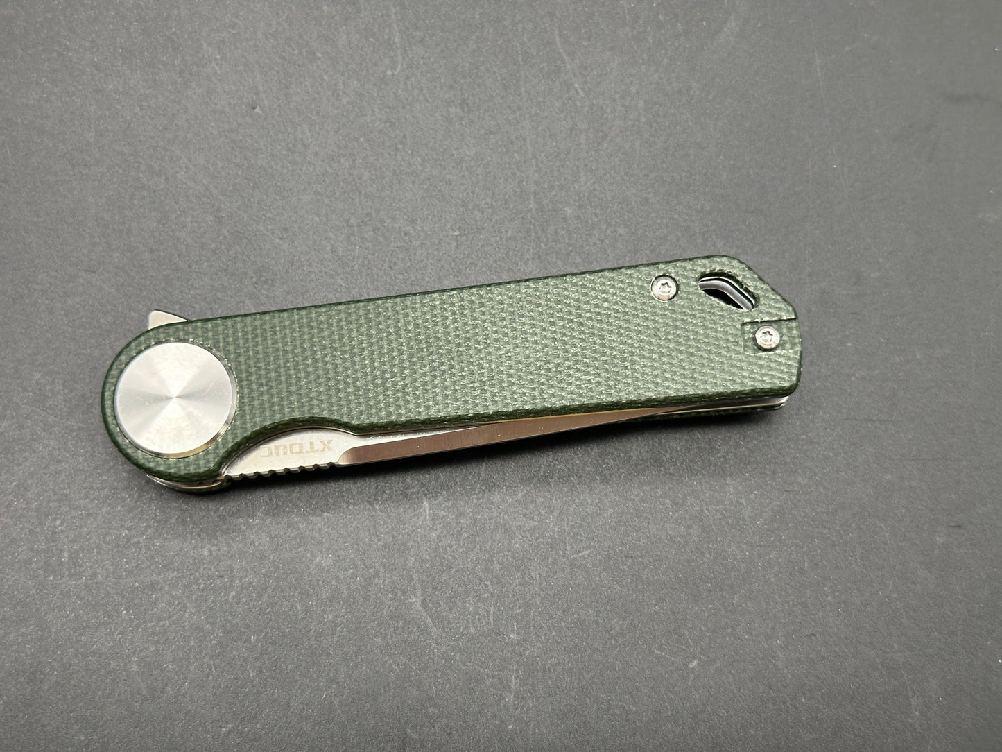 XTOUC GK22D 3.07" D2 Blade with Green Micarta Handle