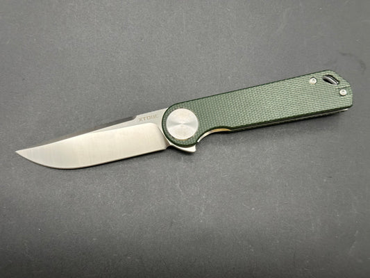 XTOUC GK22D 3.07" D2 Blade with Green Micarta Handle