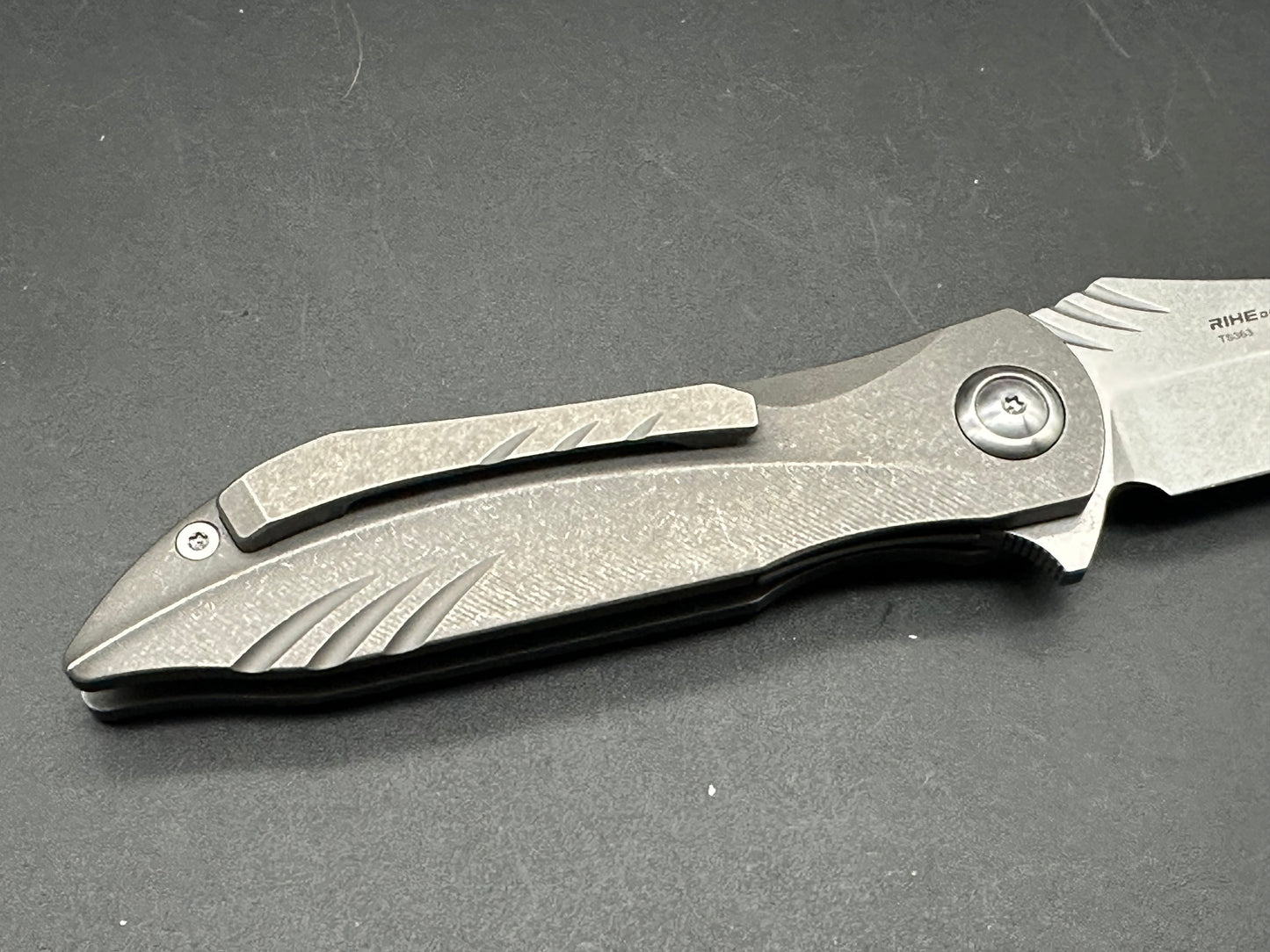 TwoSun TS363 Rihe design titanium handle w/D2 Stonewash blade