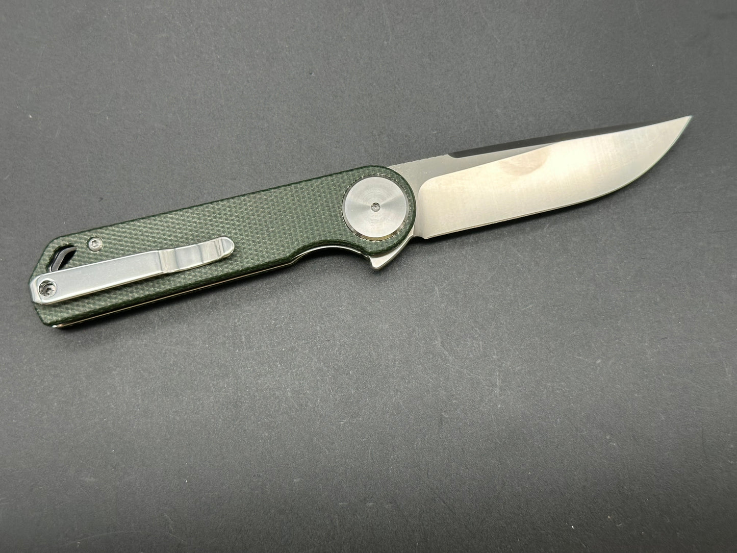 XTOUC GK22D 3.07" D2 Blade with Green Micarta Handle