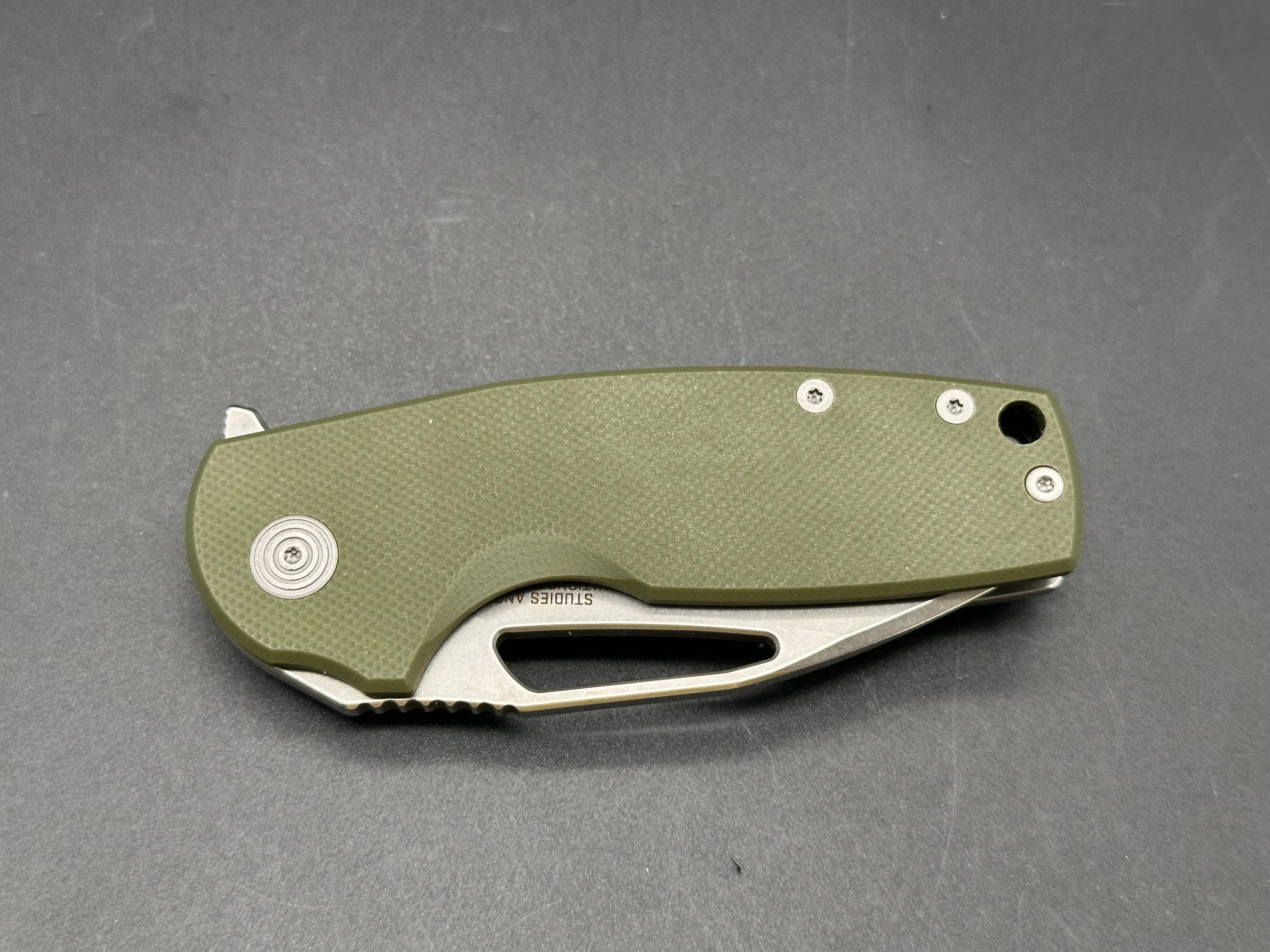 SOG Stout FLK 2.62" D2 Blade with Green G10 and Frame Lock Handle