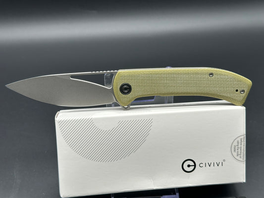 CIVIVI Riffle Liner Lock Knife Olive Micarta (3.5" Stonewash)