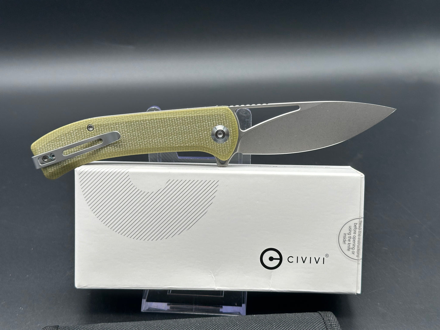 CIVIVI Riffle Liner Lock Knife Olive Micarta (3.5" Stonewash)