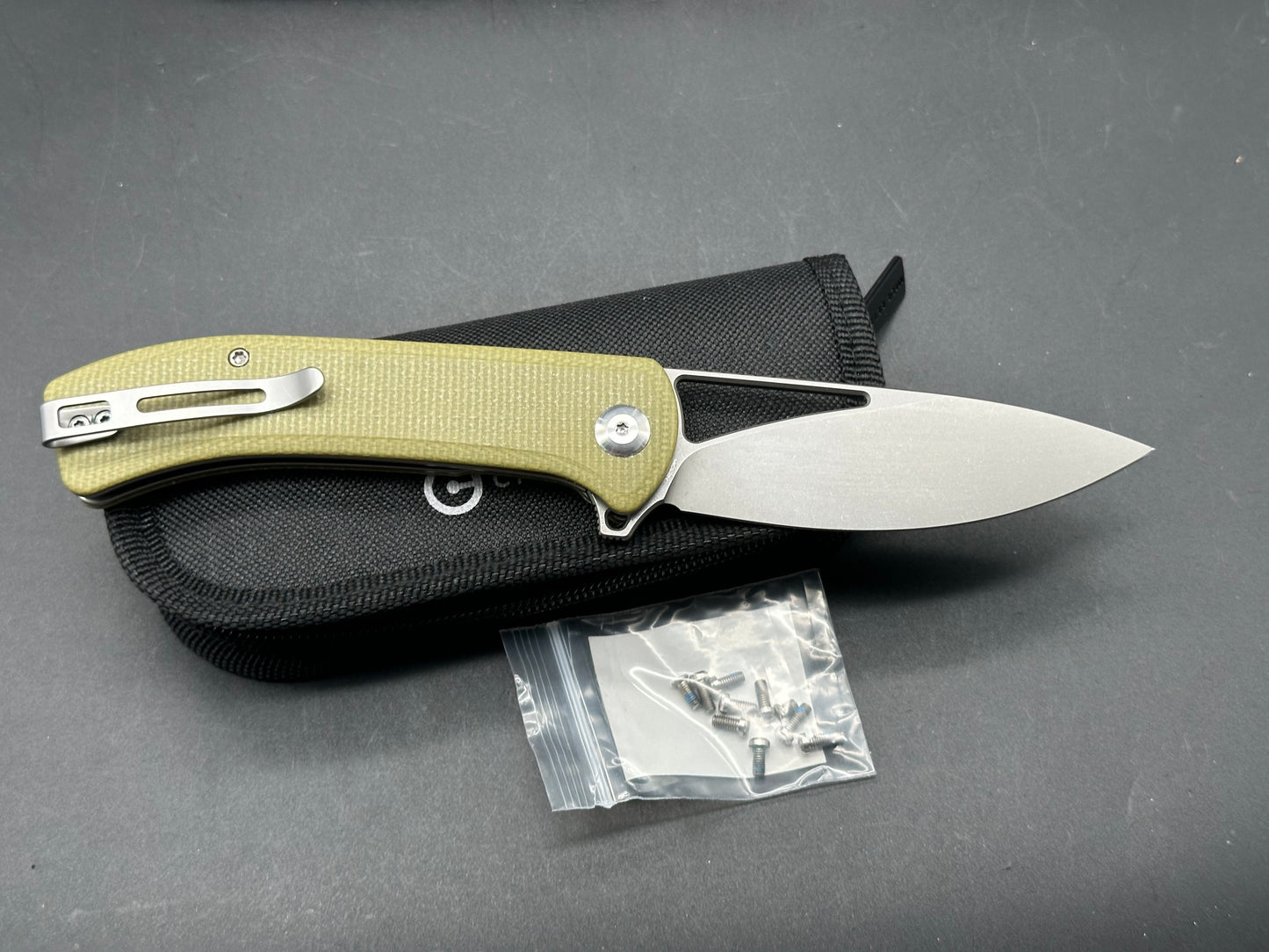 CIVIVI Riffle Liner Lock Knife Olive Micarta (3.5" Stonewash)