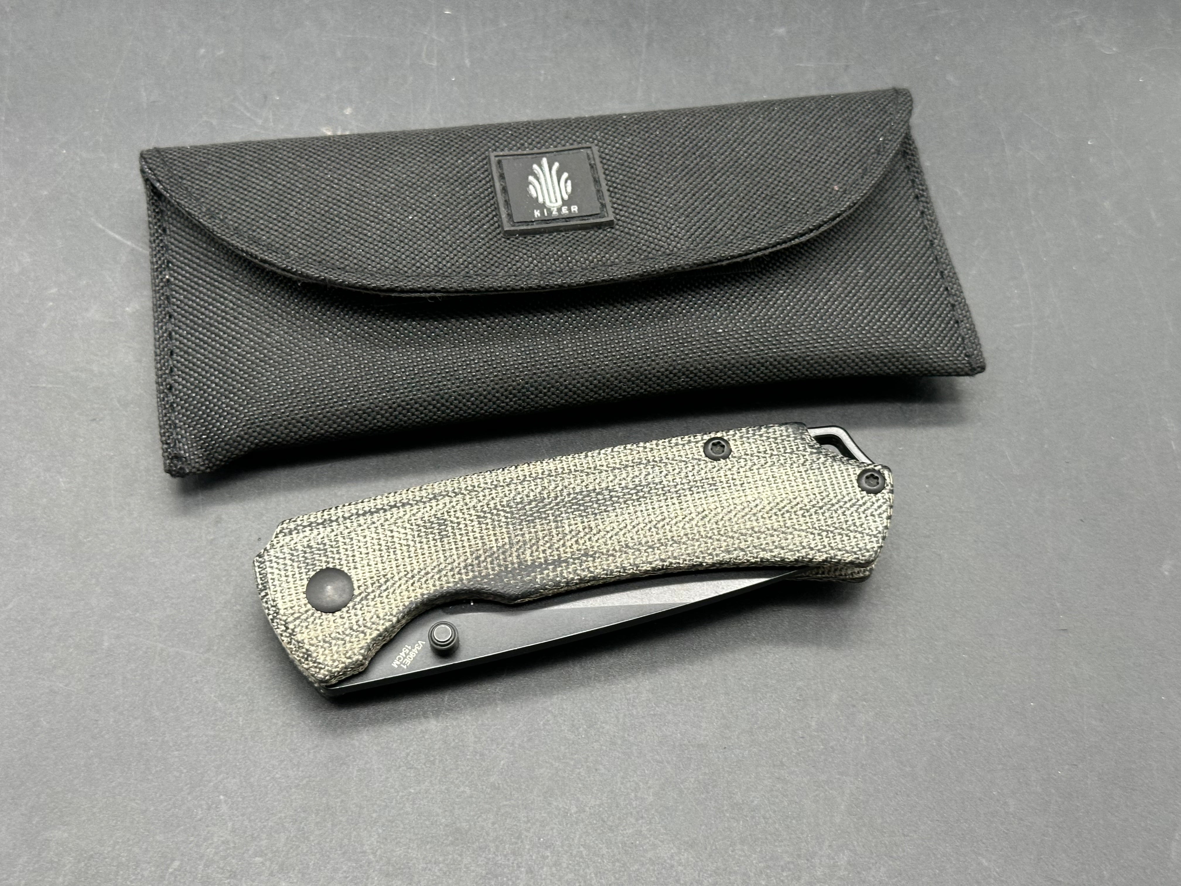 Kizer Hennicke T1 Frame Lock Knife Green Micarta (3.2" Stonewash)