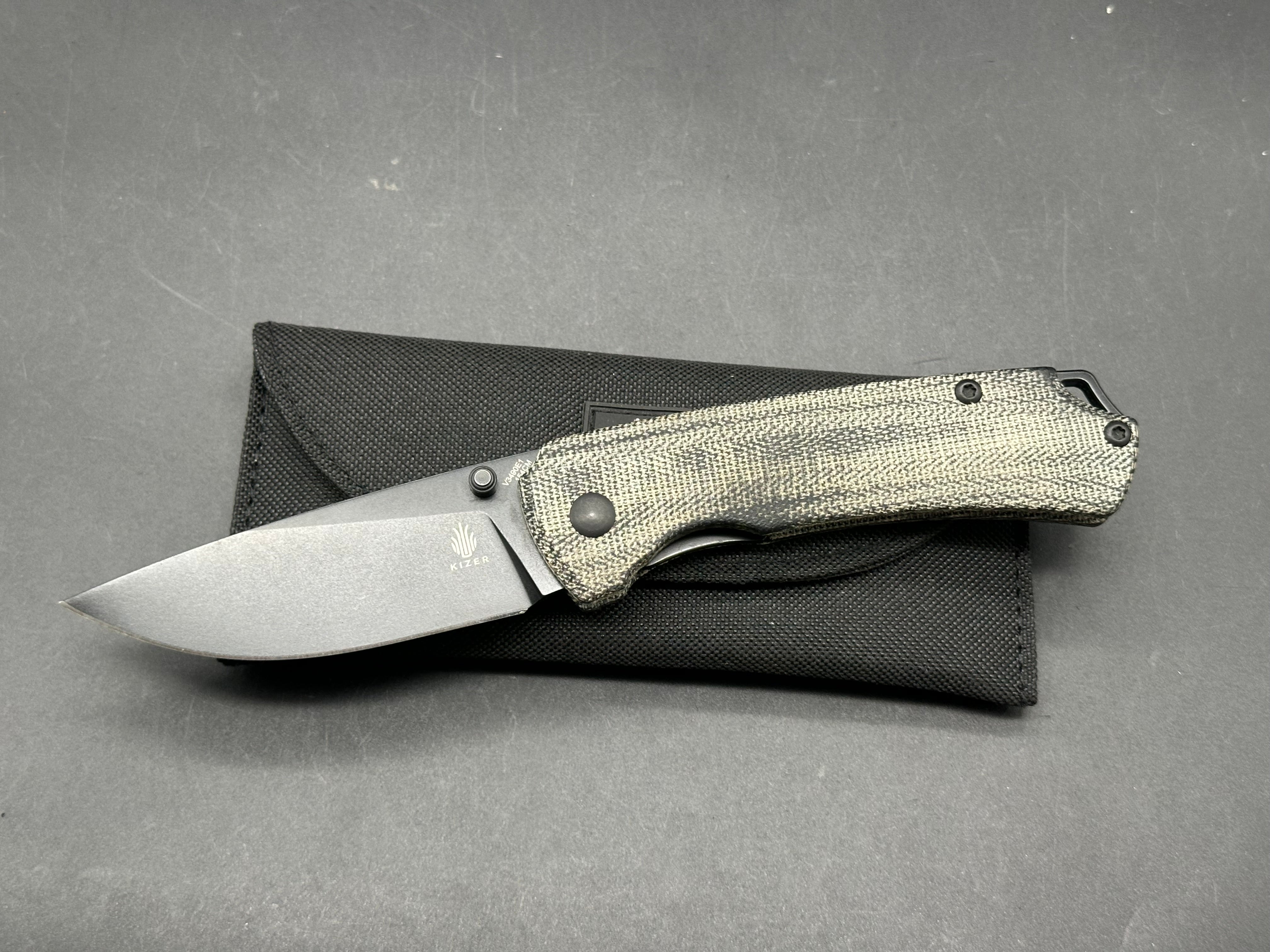 Kizer Hennicke T1 Frame Lock Knife Green Micarta (3.2" Stonewash)
