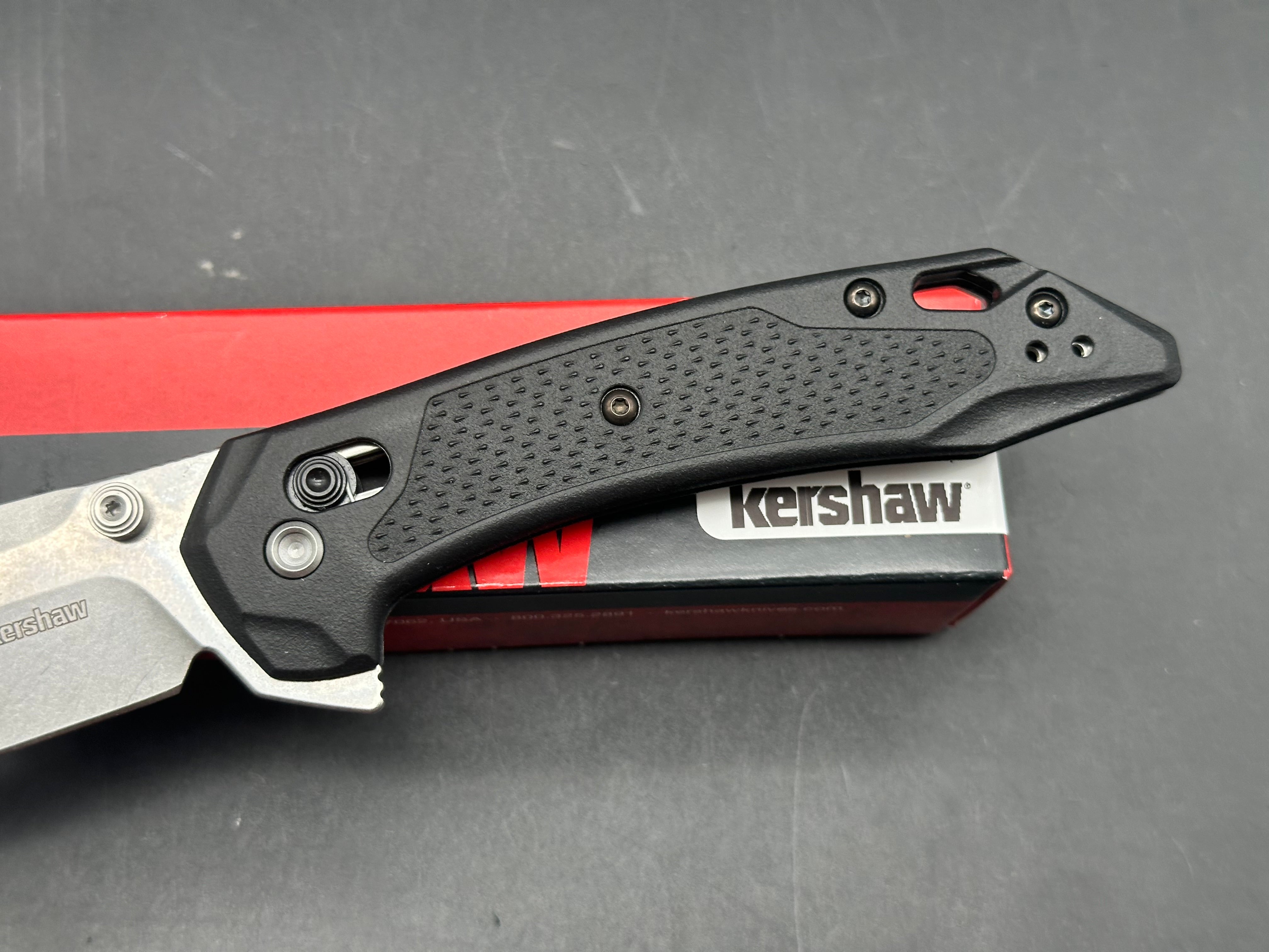 KERSHAW BONNEVILLE BLACK GFN HANDLE 14C28N MODIFIED CLIP POINT PLAIN EDGE
