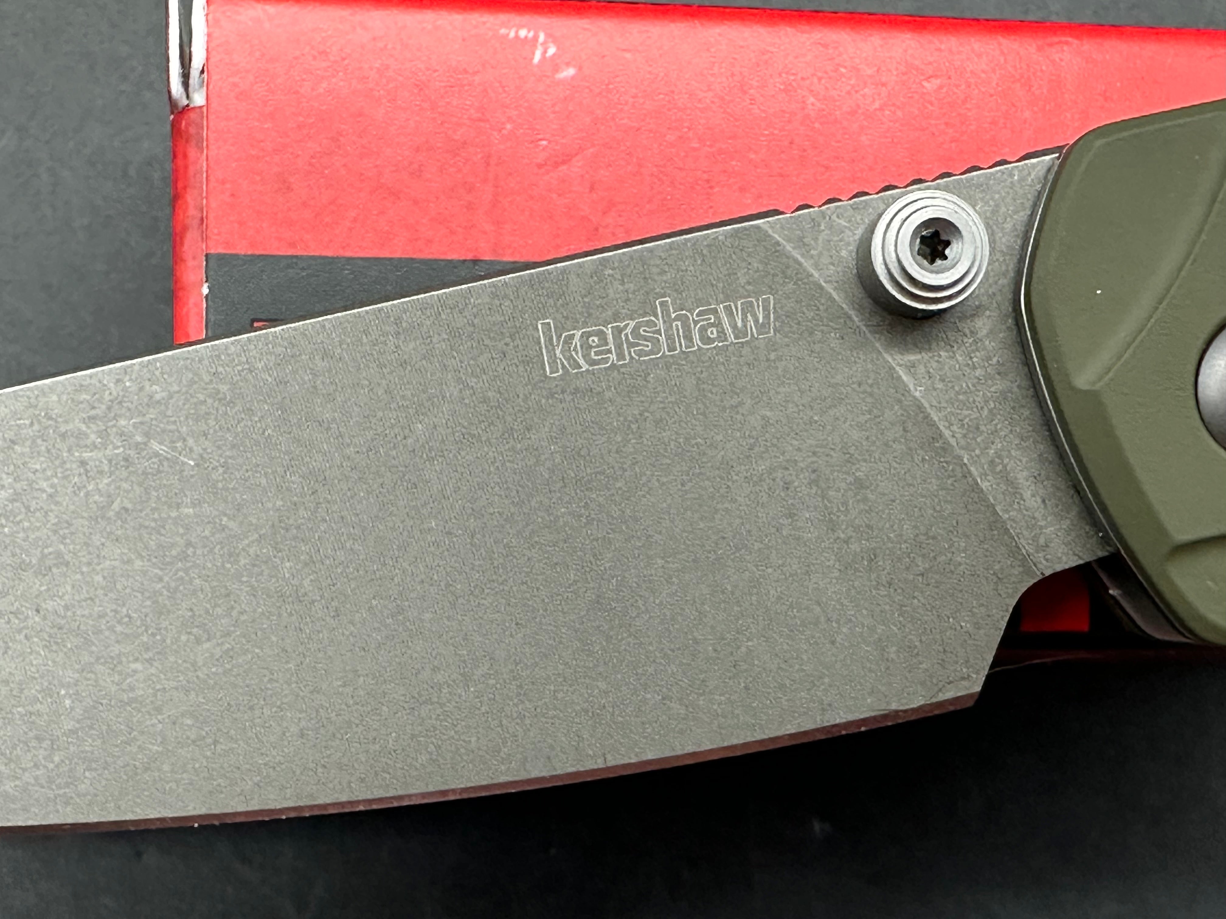 Kershaw Bel Air XL DuraLock Knife Olive Aluminum (3.4" Clear Cerakote). 3V blade