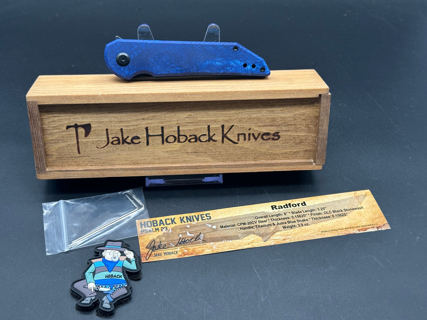 Jake Hoback Radford Frame Lock Knife Blue Snake Juma