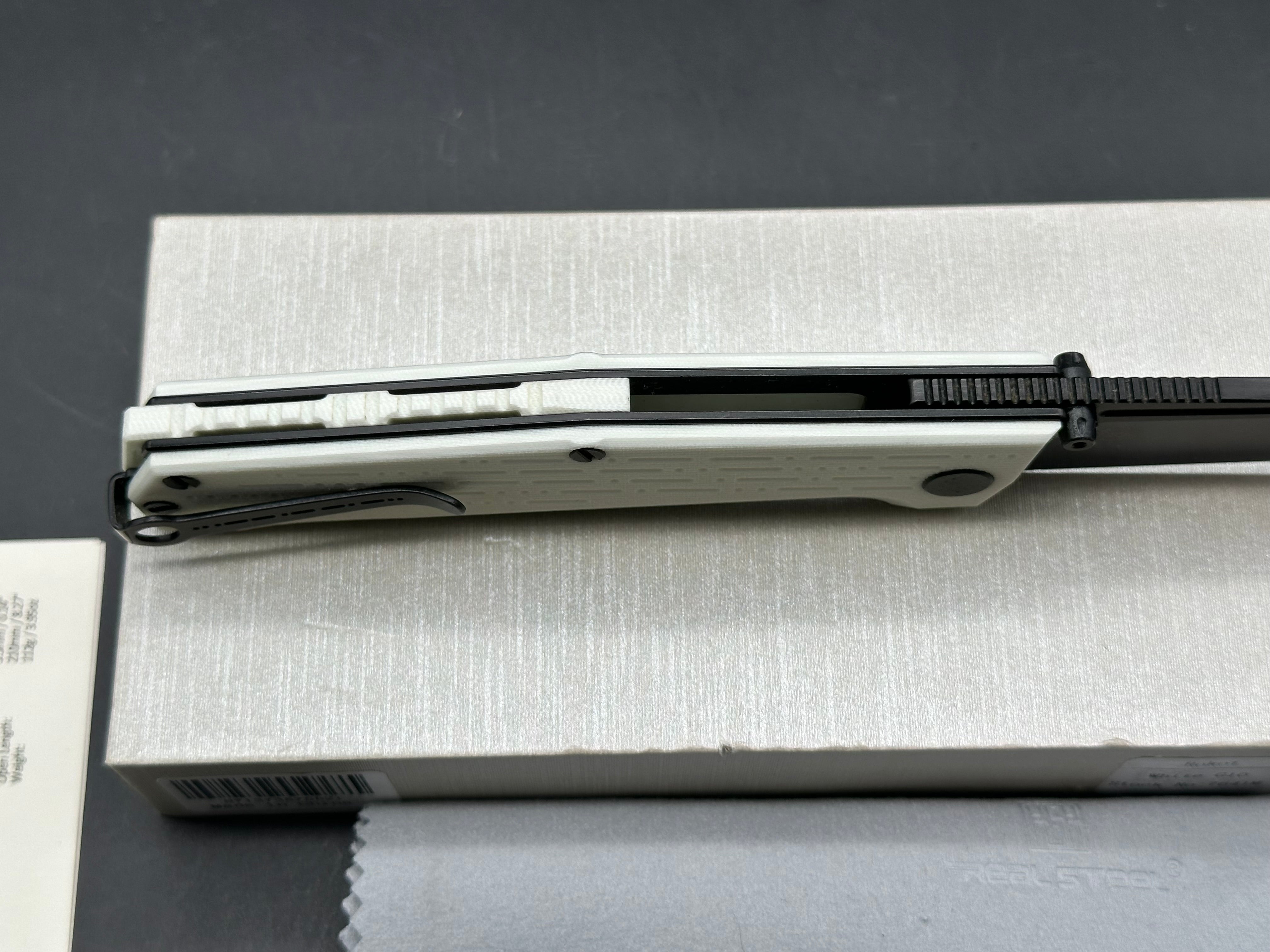 Real Steel Rokot Liner Lock Knife White G-10 (3.6" Black N690)