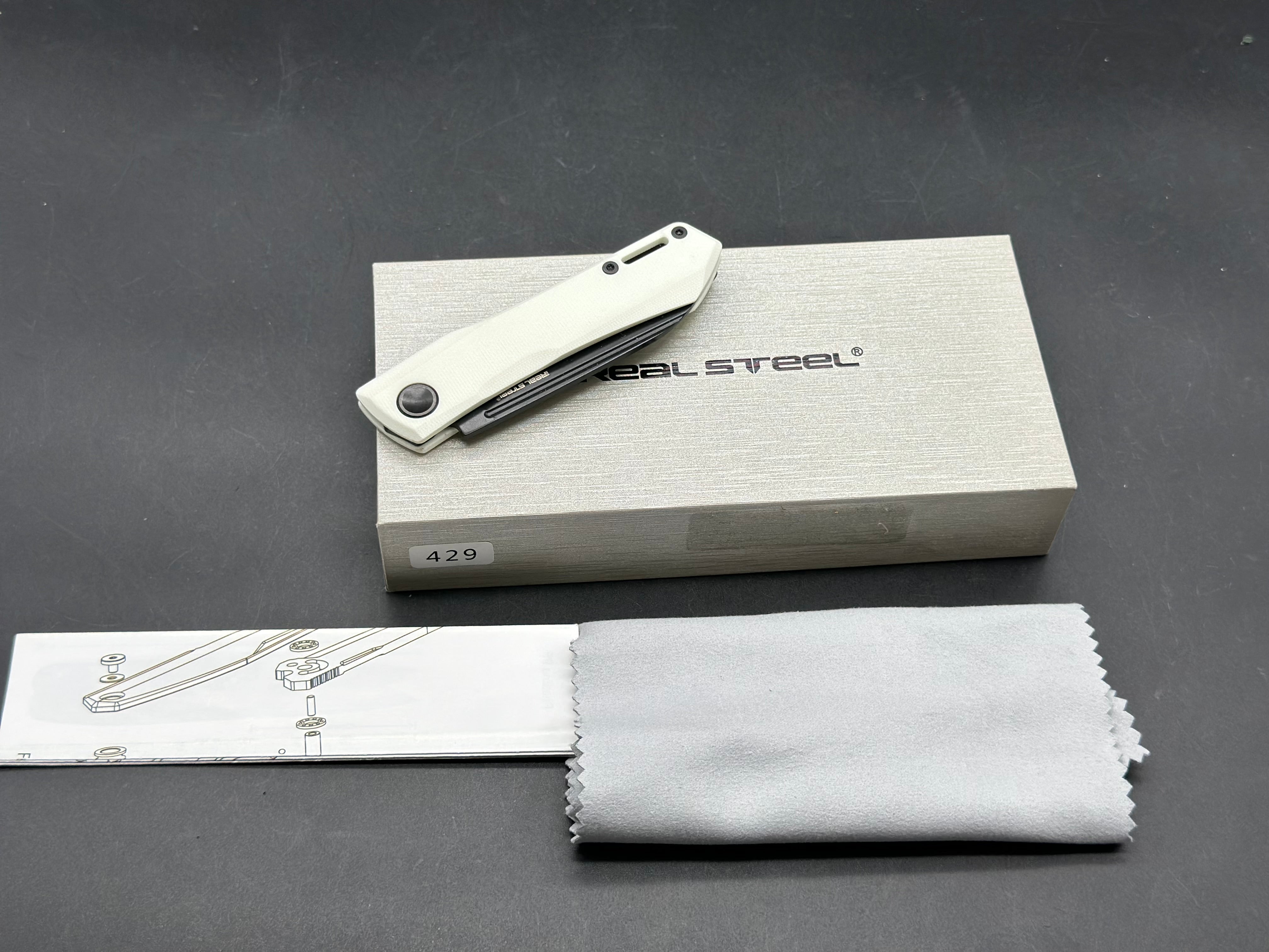 Real Steel Solis Lite Slip Joint Knife White G-10 (2.91" Black)