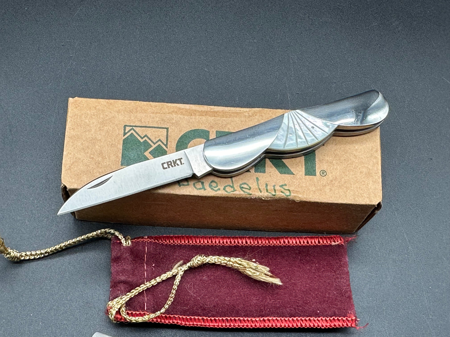 CRKT 6405 Daedalus slip joint 8CR14 mother of pearl handles w/pouch