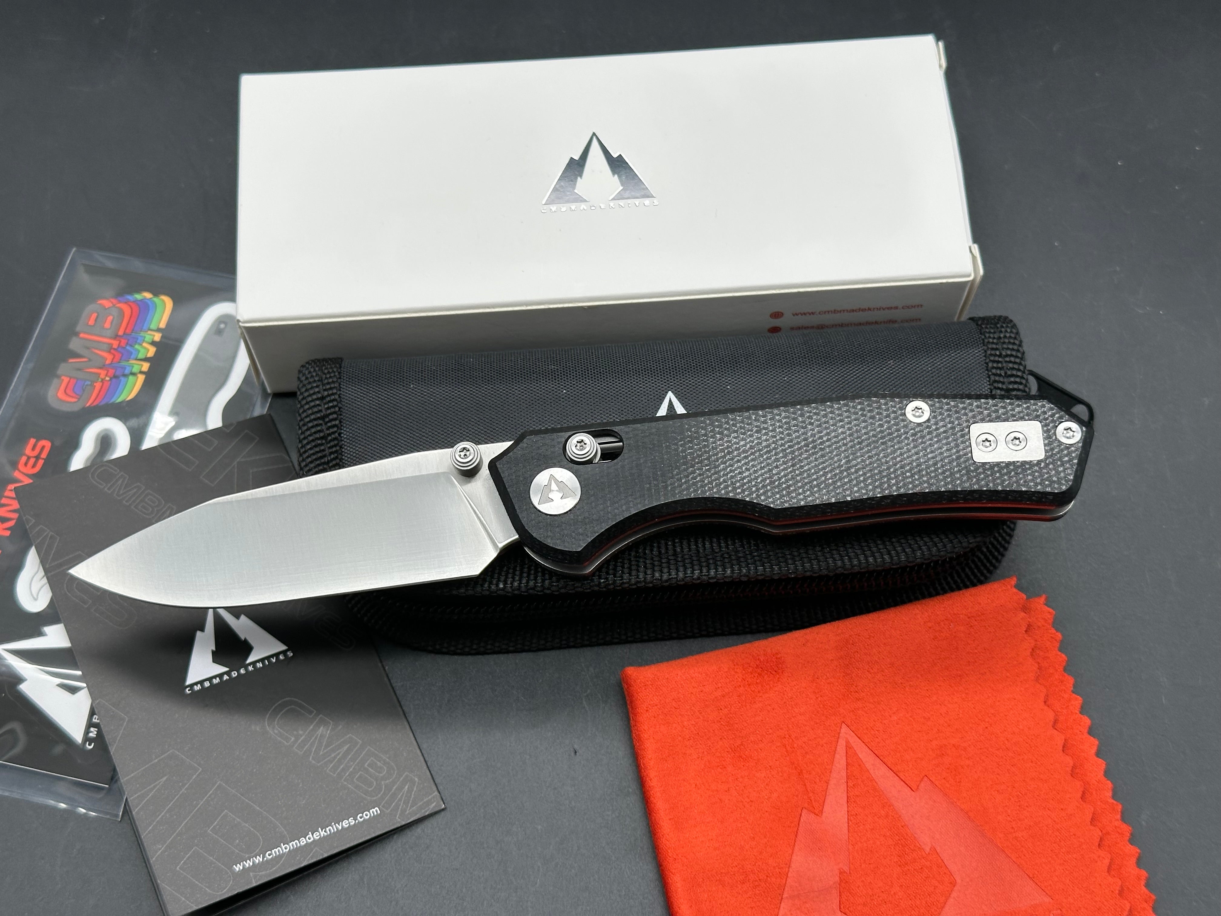 CMB Made Explorer 3.39" 14C28N Satin Blade with Black Micarta Scales