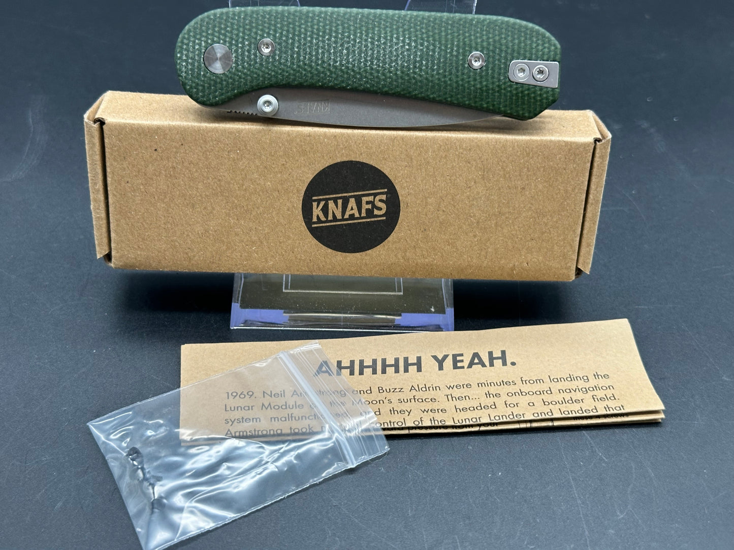 Knafs Lander 1, 2.75" 14C28N Blade with Green Micarta Handle