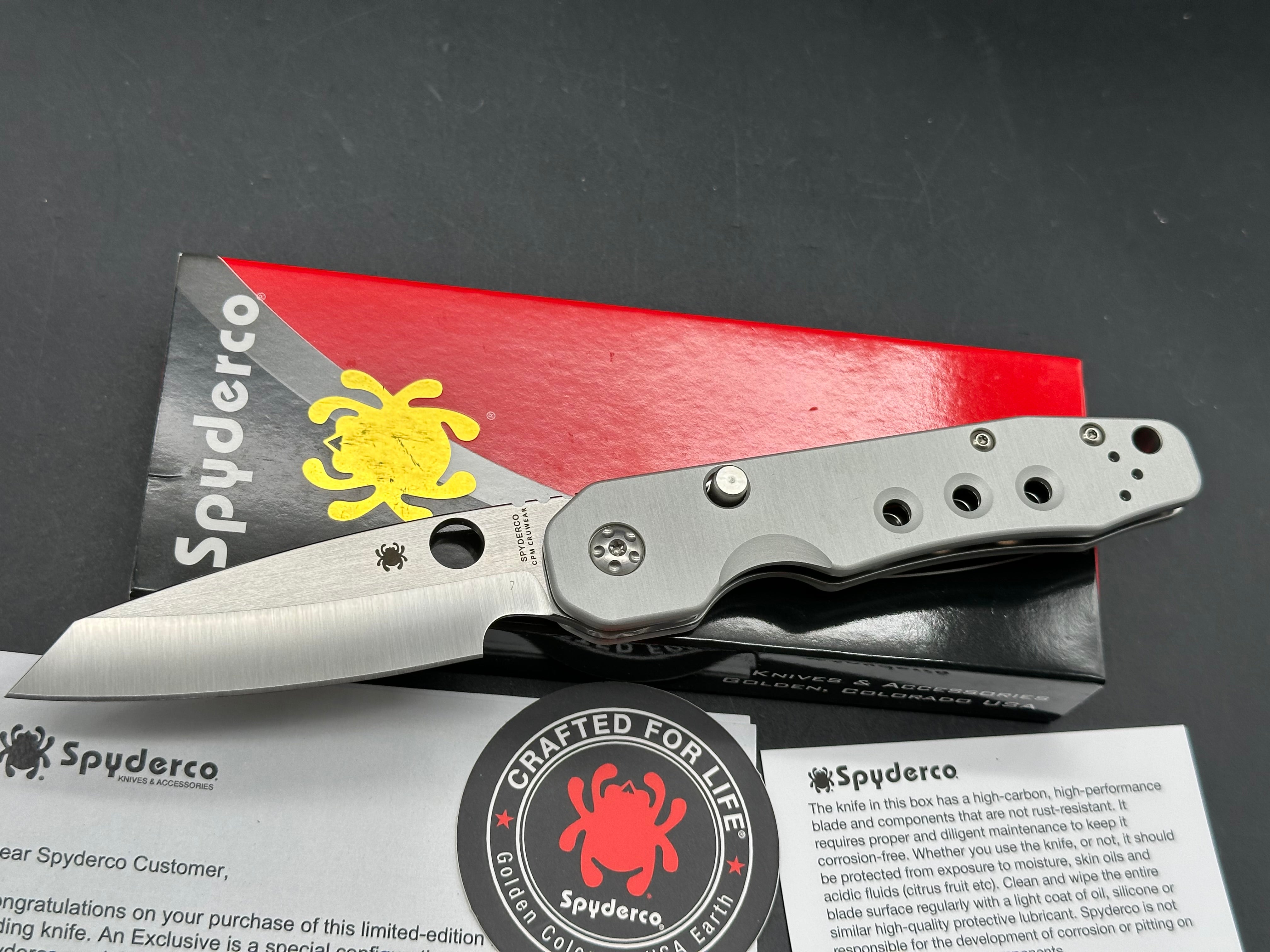 Spyderco Smock 3.39" CPM Cru Wear Satin Blade with Blasted Anodized Aluminum Scales