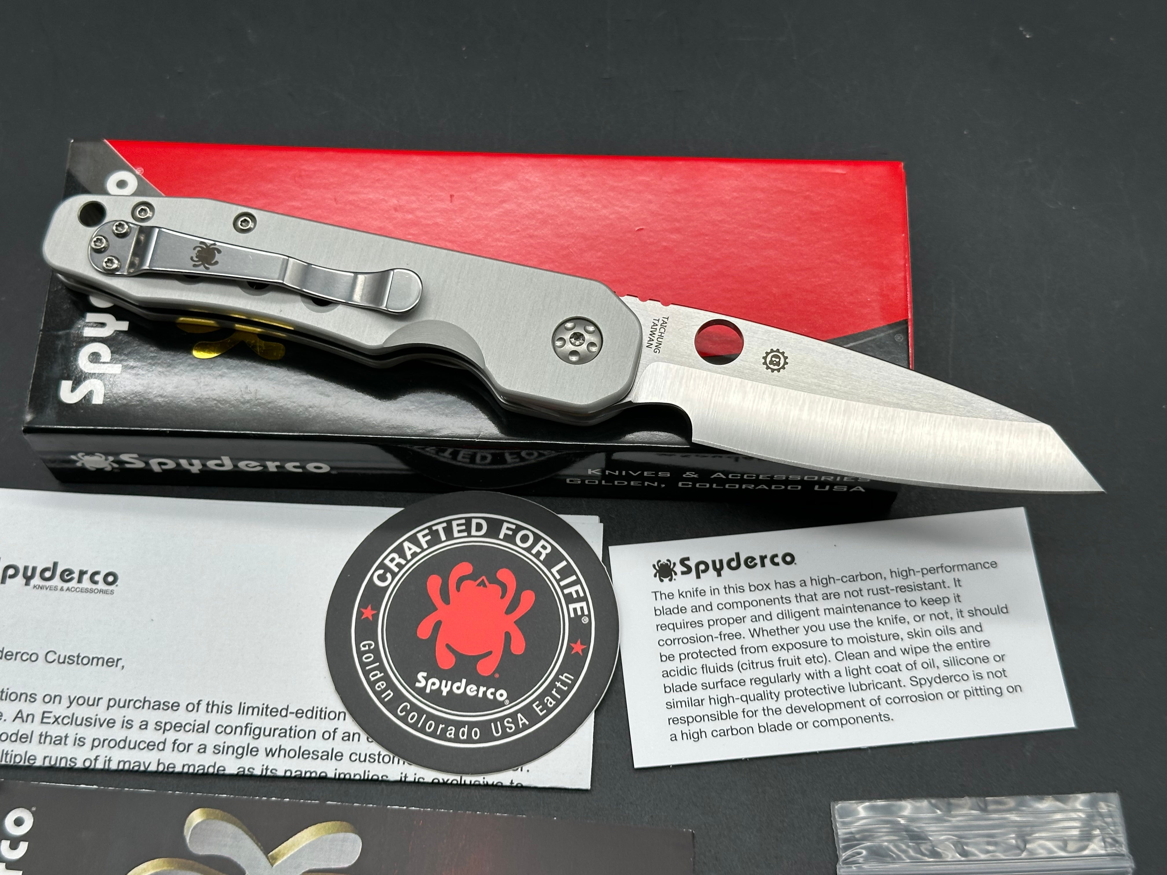 Spyderco Smock 3.39" CPM Cru Wear Satin Blade with Blasted Anodized Aluminum Scales