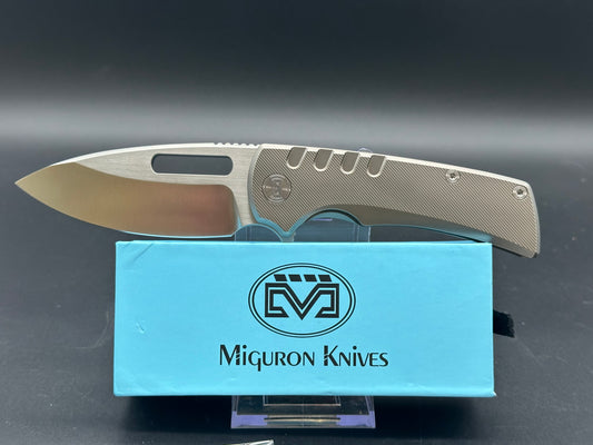 Miguron Arma 3.75” M390 Satin Blade with Titanium Handle in Dark Gray