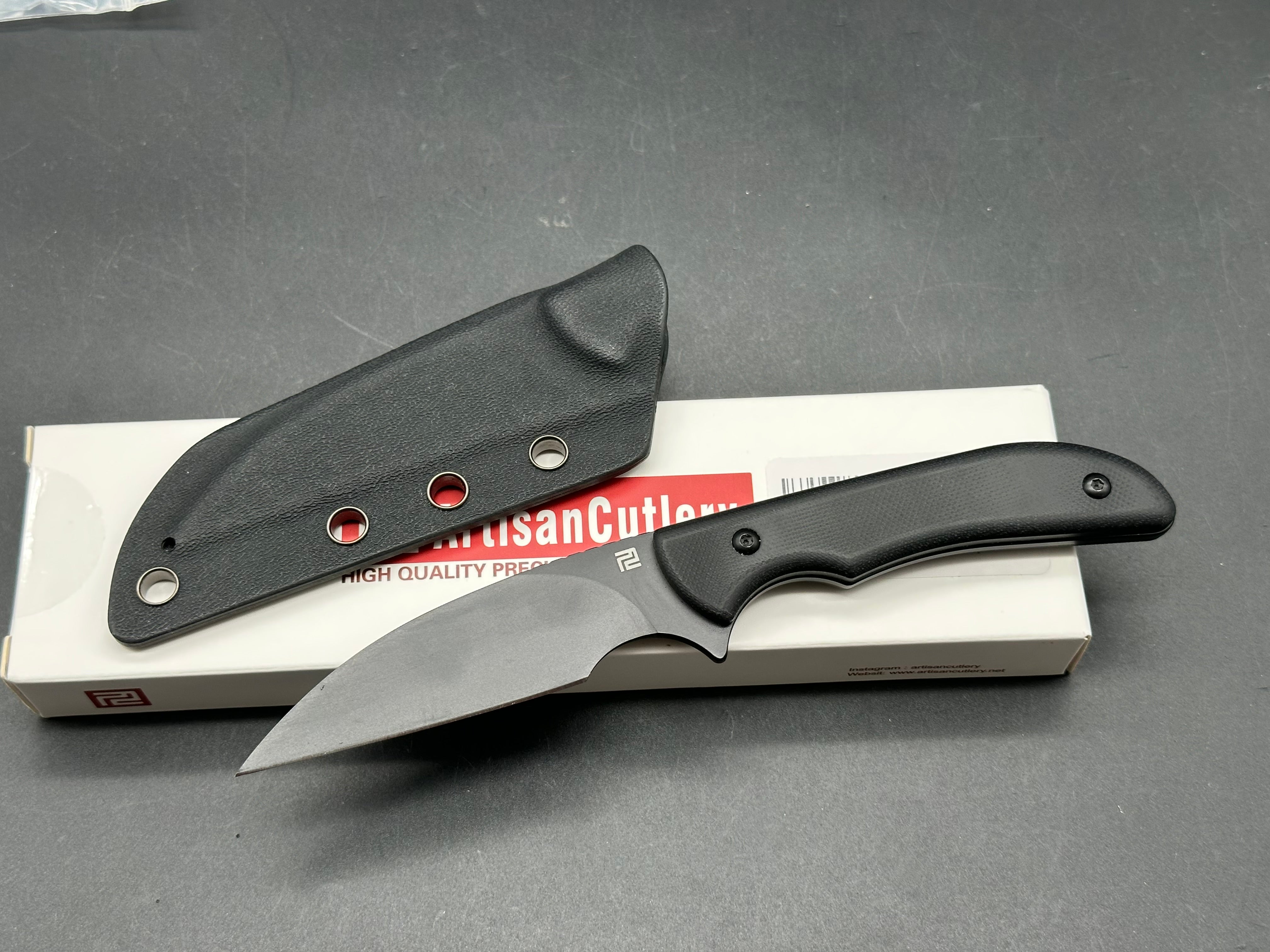 ARTISAN CUTLERY SEA SNAKE FIXED BLADE BLACK G10 HANDLE AR-RPM9 DROP POINT