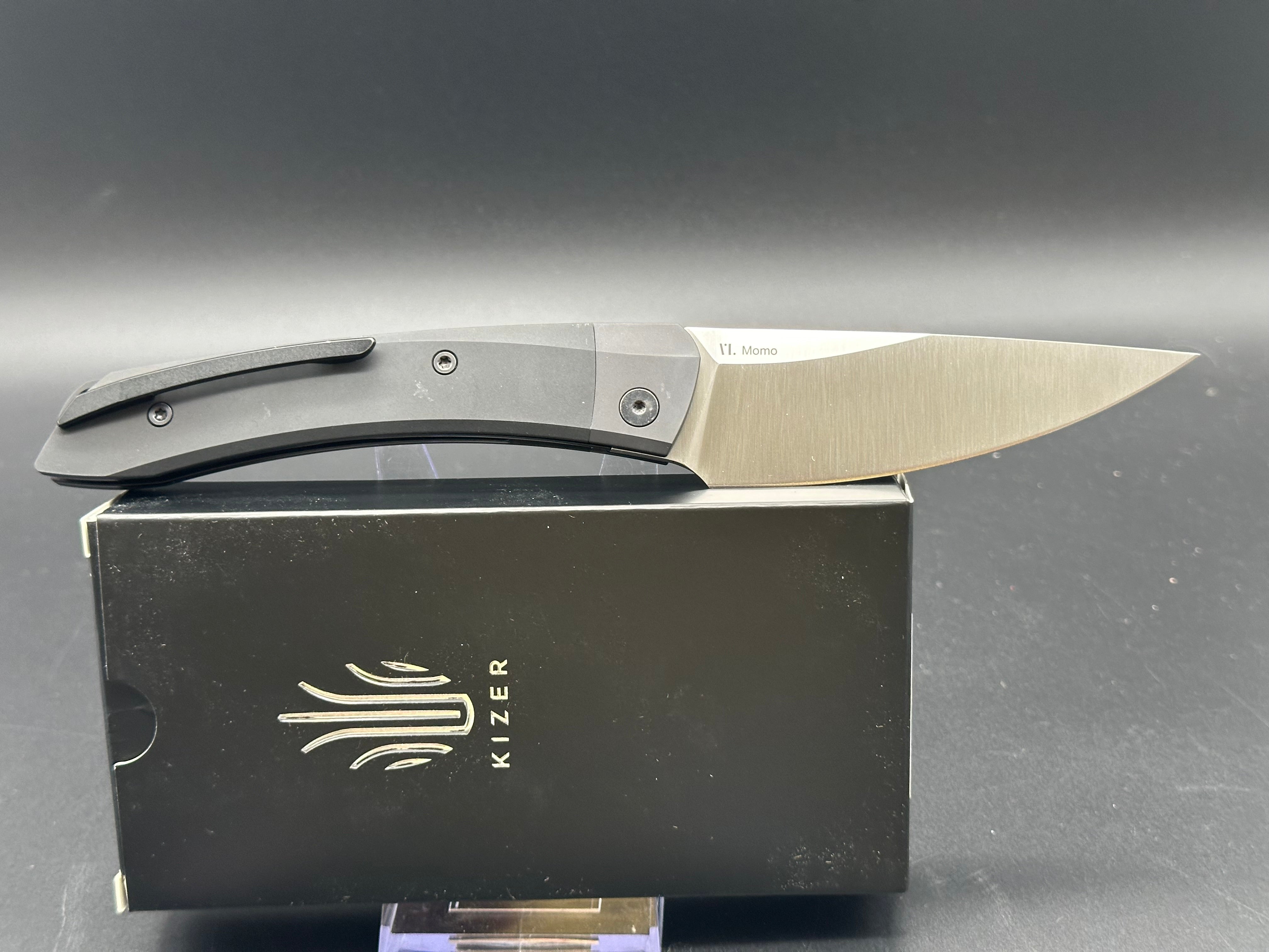 KIZER MOMO POCKET KNIFE 154CM BLADE LINER LOCK ALUMINIUM HANDLE V4663C1