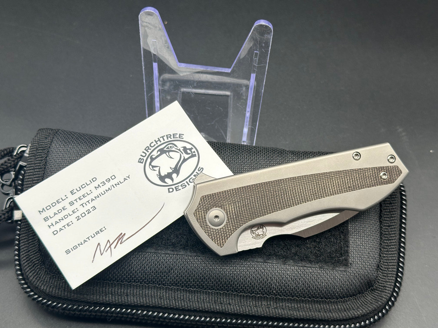 Burchtree Designs Euclid green micarta M390