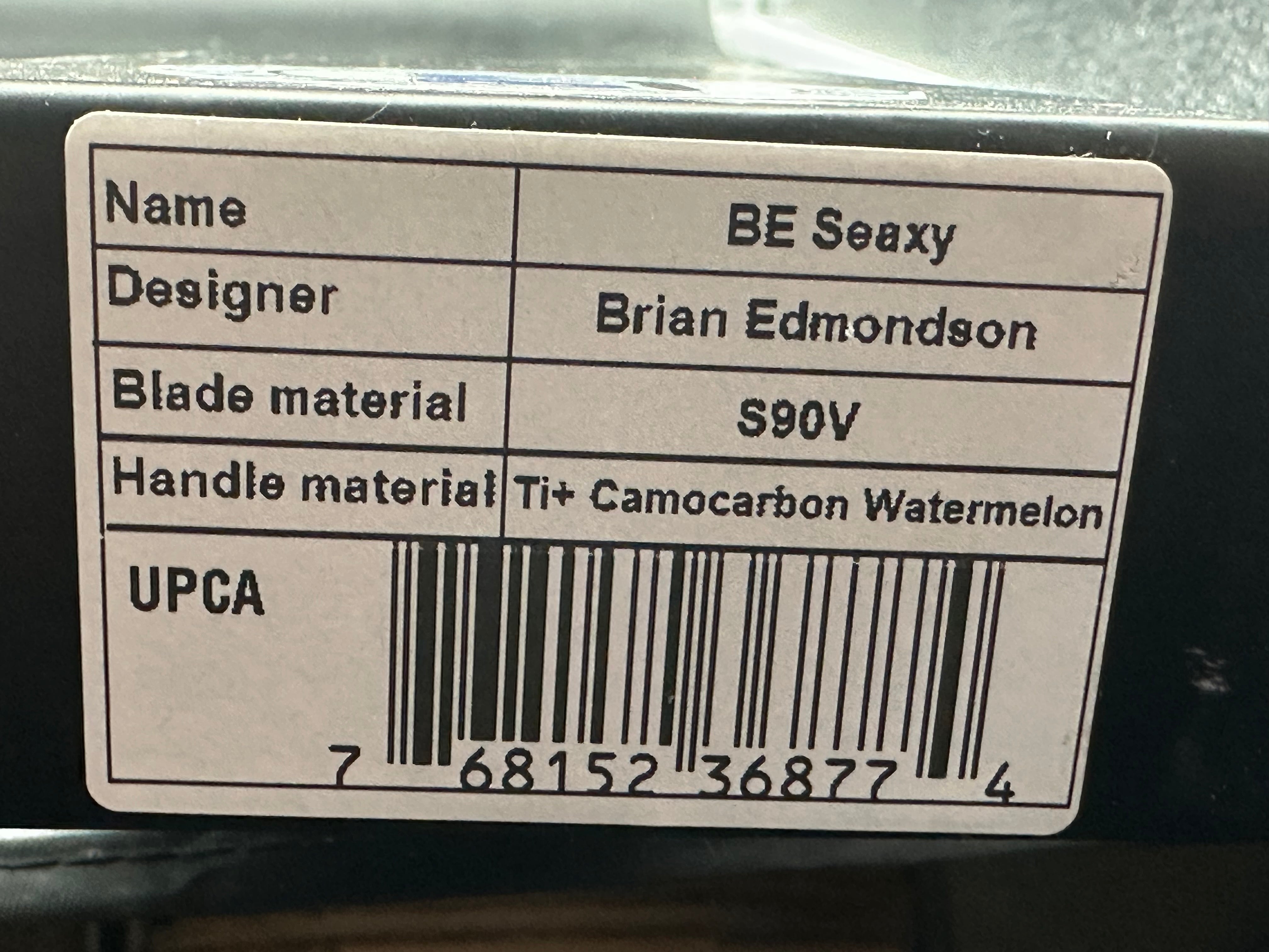 TUYA KNIFE BRIAN EDMONSON BE SEAXY FOLDING KNIFE TITANIUM HANDLE WATERMELON CAMOCARBON S90V BLADE
