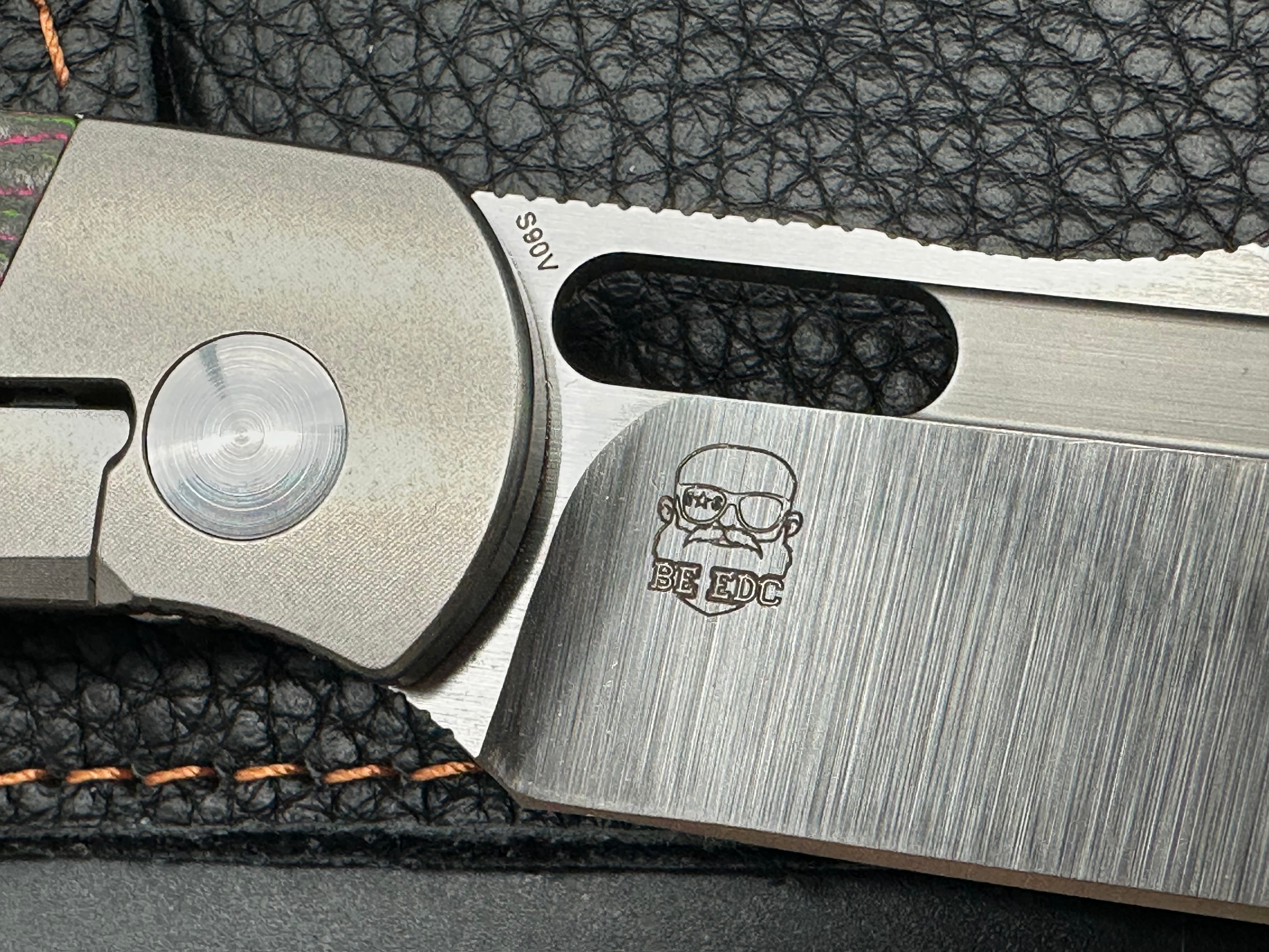 TUYA KNIFE BRIAN EDMONSON BE SEAXY FOLDING KNIFE TITANIUM HANDLE WATERMELON CAMOCARBON S90V BLADE